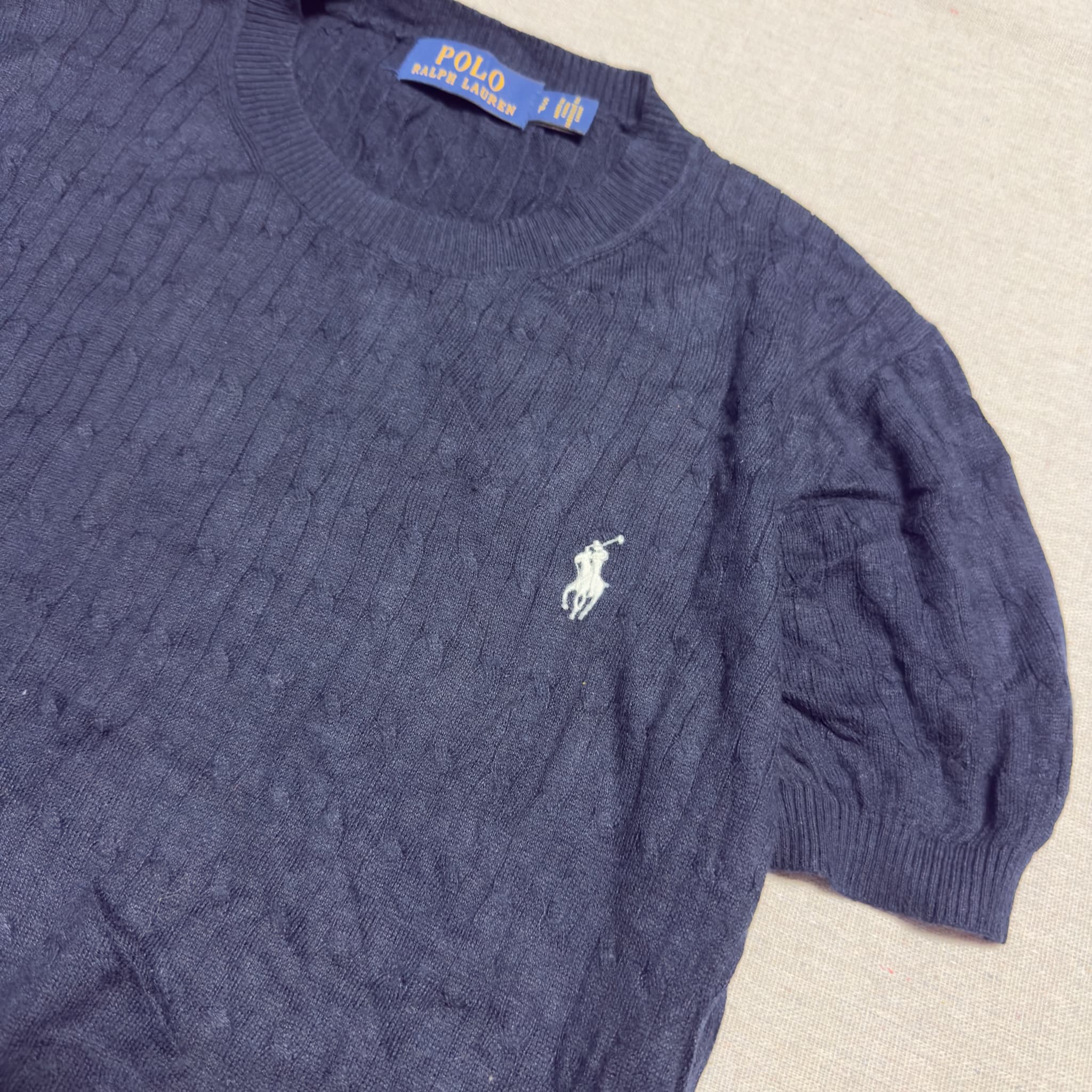 Polo Ralph Lauren Women's Black Cable-Knit Short-Sleeve Sweater Size S — photo 2 of 5