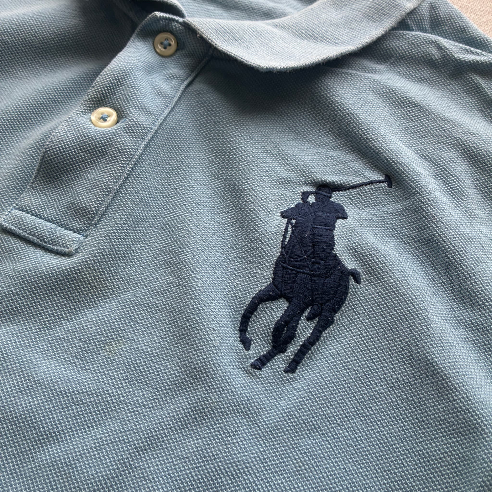 Polo Ralph Lauren Women's Skinny Fit Mesh Polo Shirt Light Blue Size L — photo 3 of 6