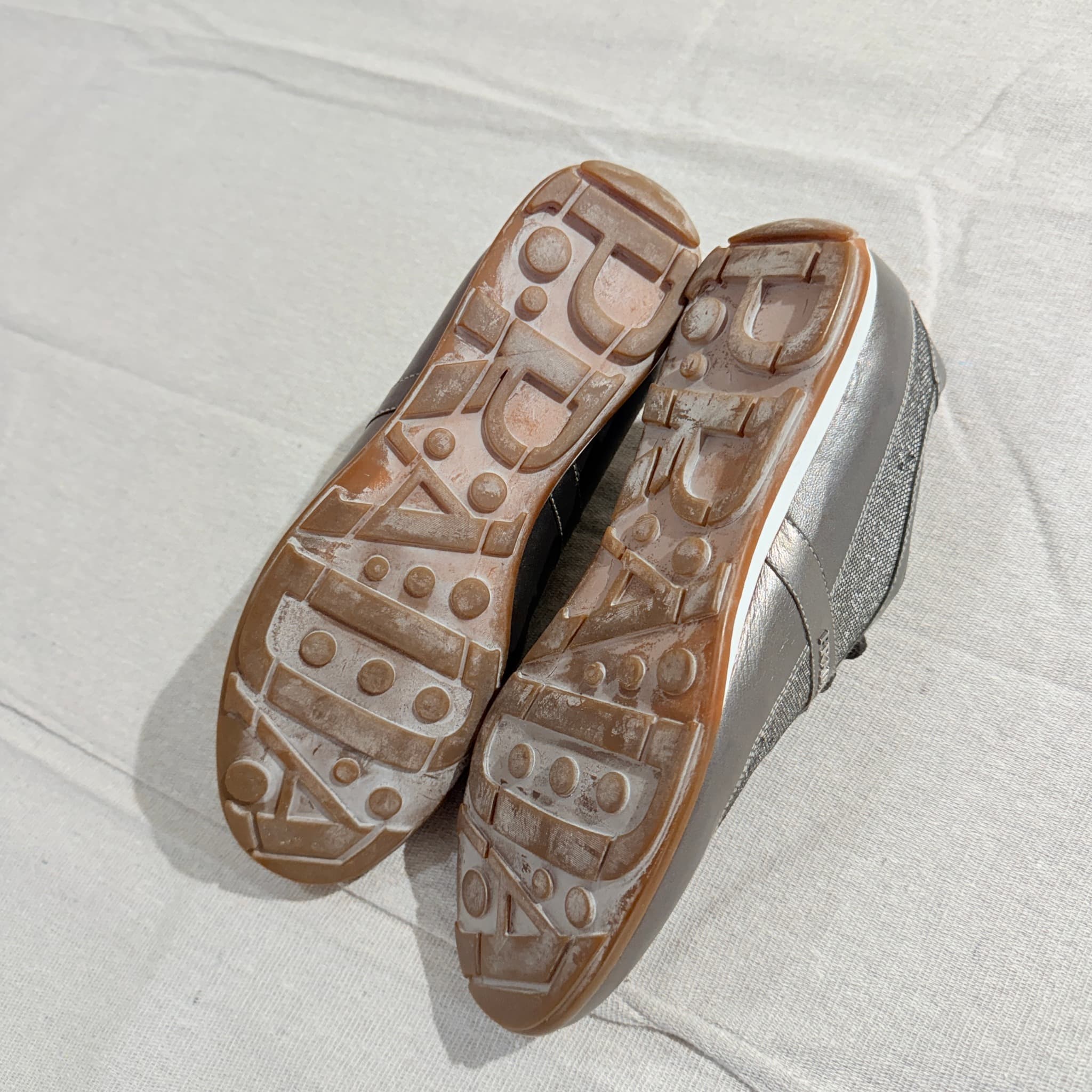 Prada Metallic Silver Leather And Mesh Sneakers Size 8 — photo 7 of 8