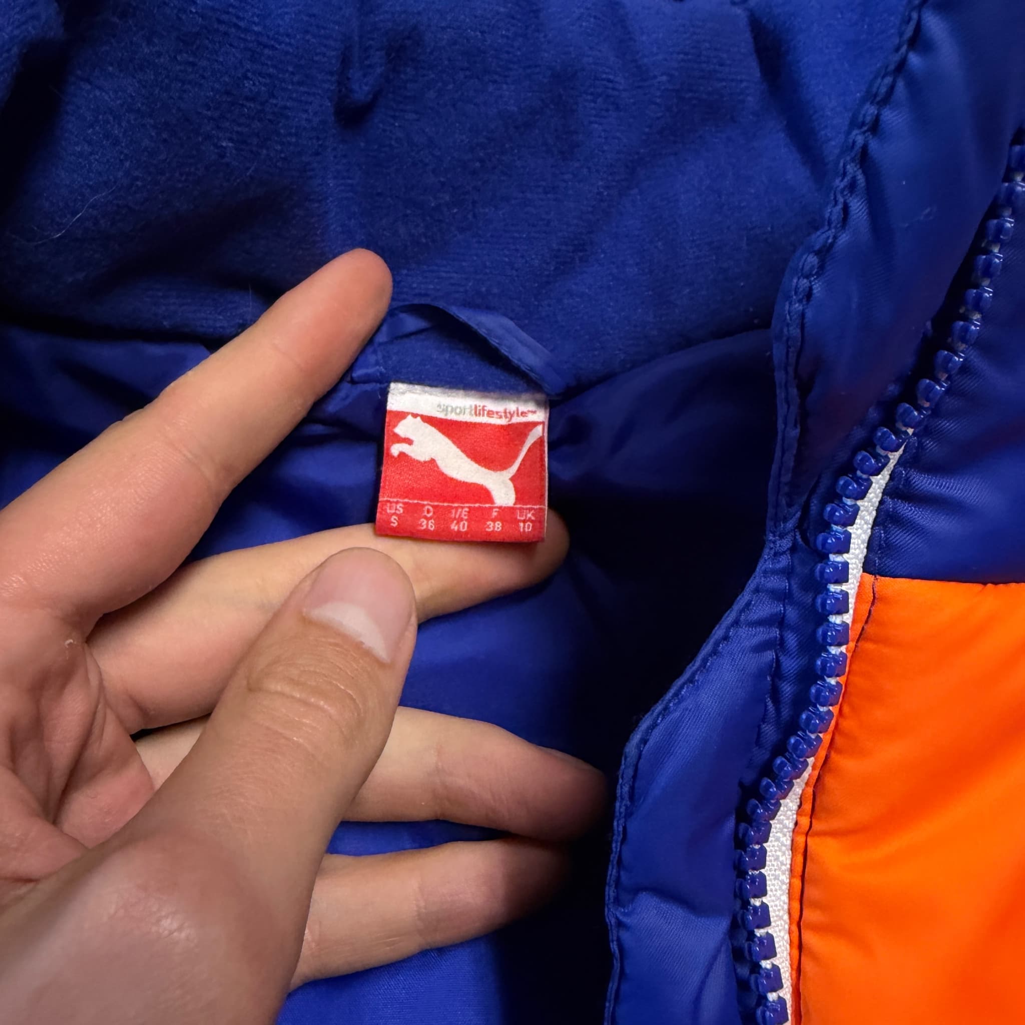 Puma Archive Colorblock Puffer Jacket Blue Orange Pink Size S — photo 5 of 8