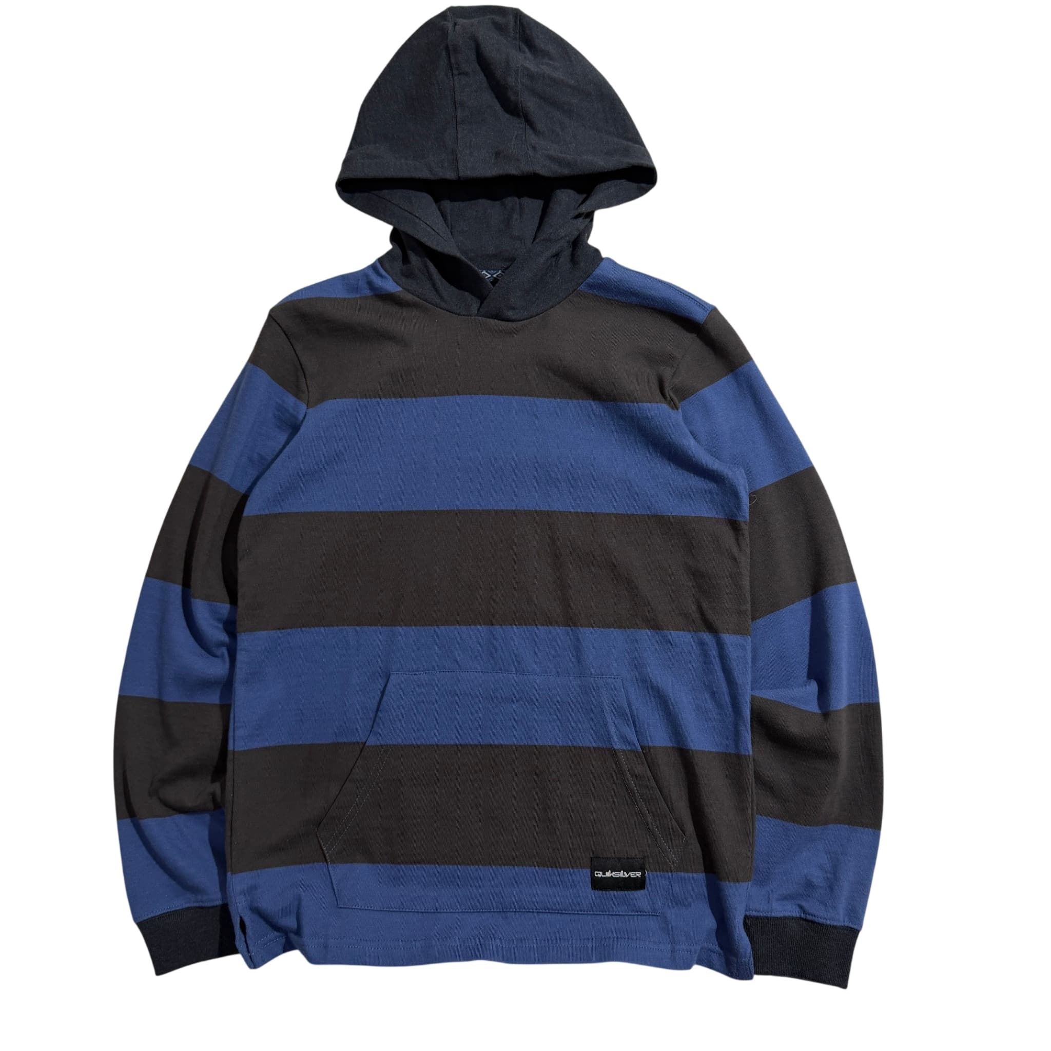 Quiksilver Striped Long Sleeve Hooded T-Shirt Blue Black Size 14 — photo 1 of 5