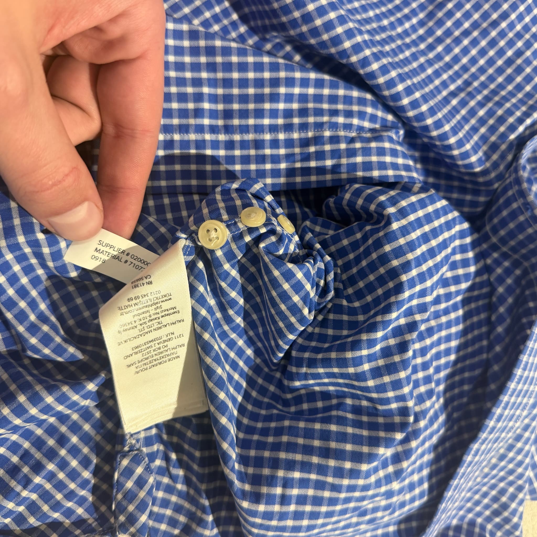 Ralph Lauren Performance Gingham Button-Down Shirt Blue XXL — photo 5 of 7