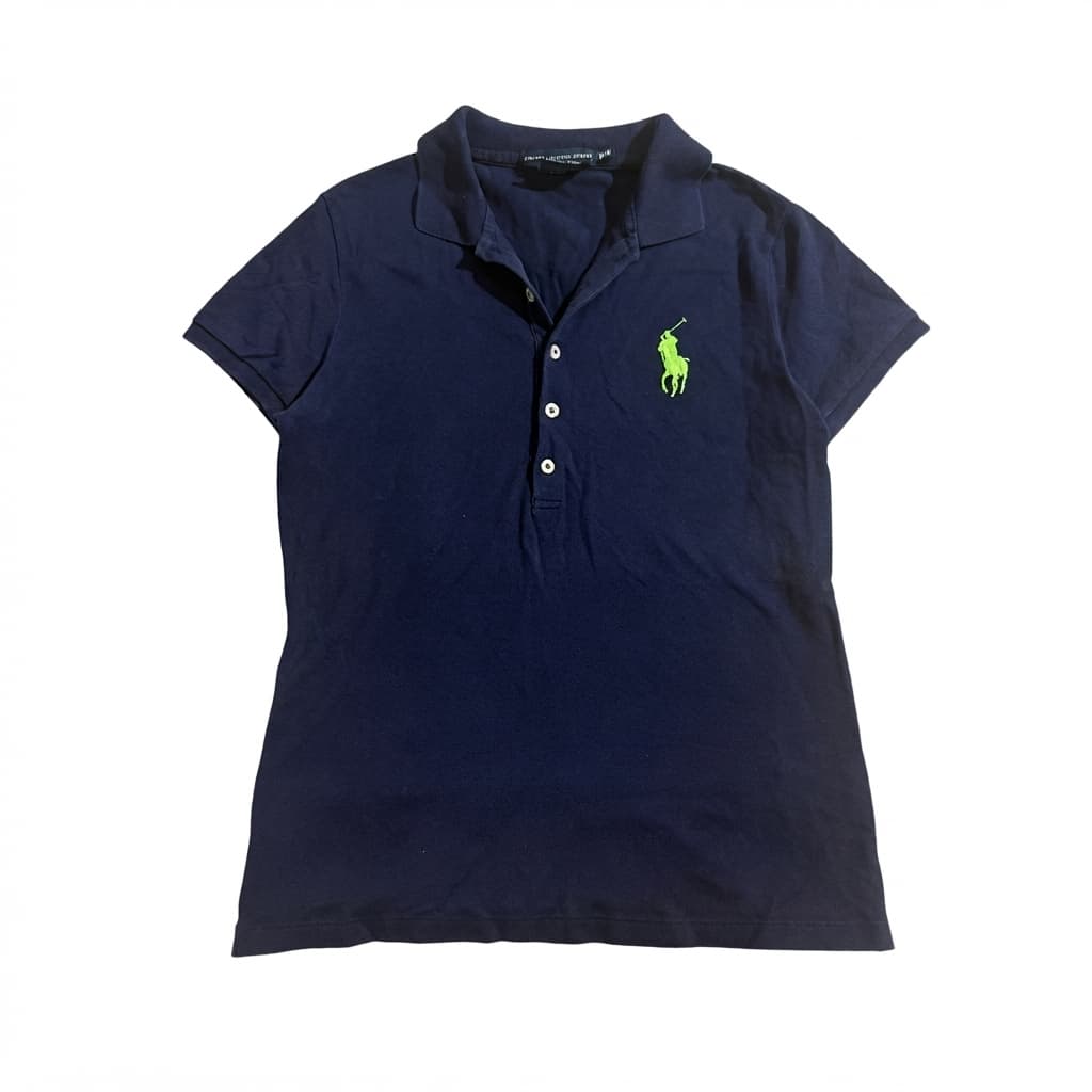Ralph Lauren Sport Sport Sport Navy Blue Polo Shirt With Neon Green Logo — photo 1 of 5