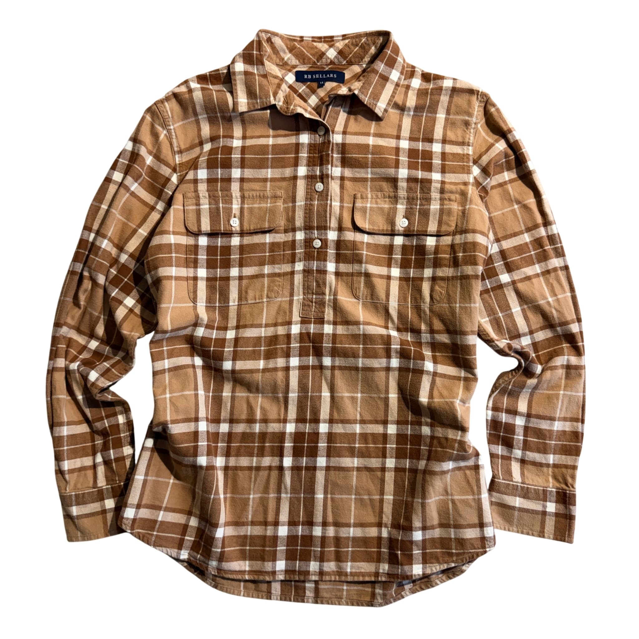 RB Sellars Brown Plaid Long Sleeve Shirt — photo 1 of 9