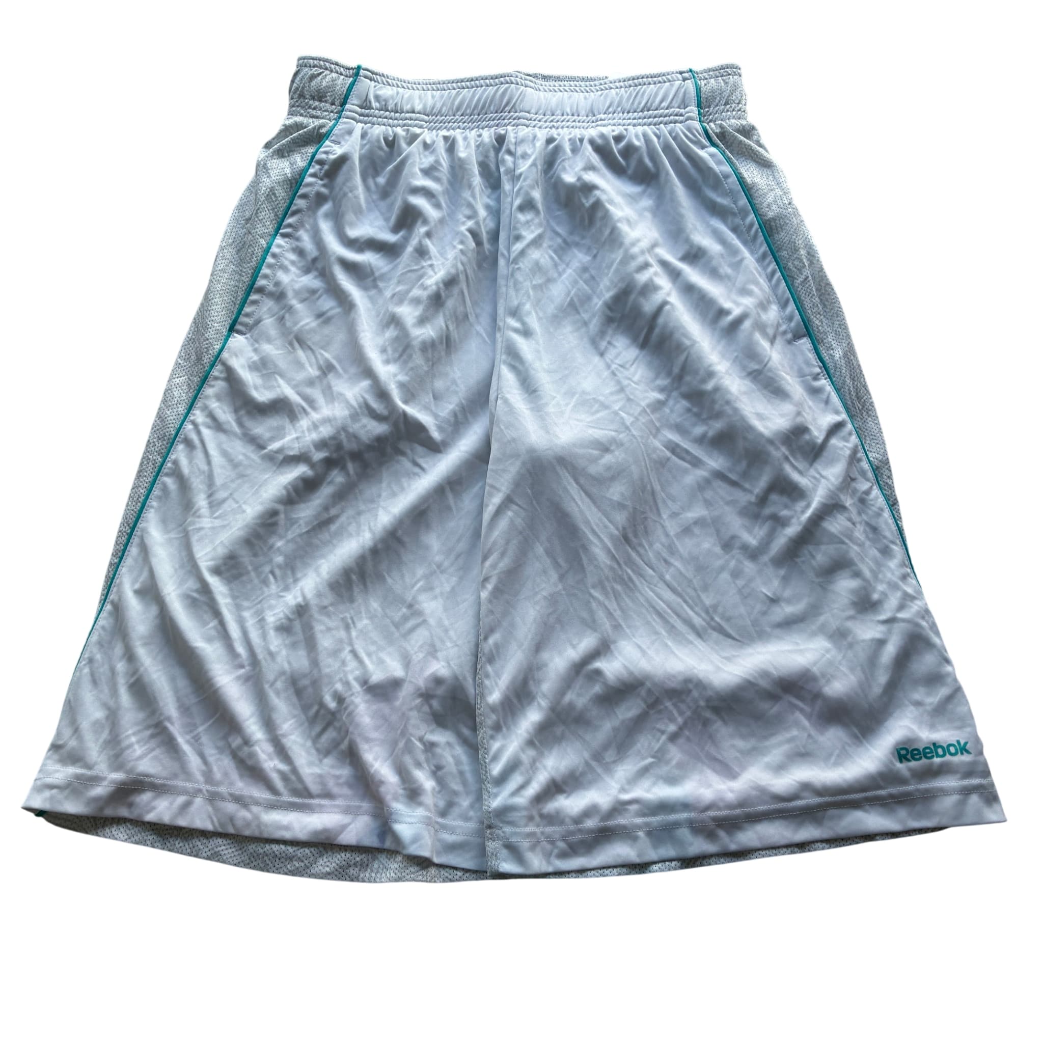 Reebok Men's Athletic Basketball Shorts White With Teal Trim — photo 1 of 7