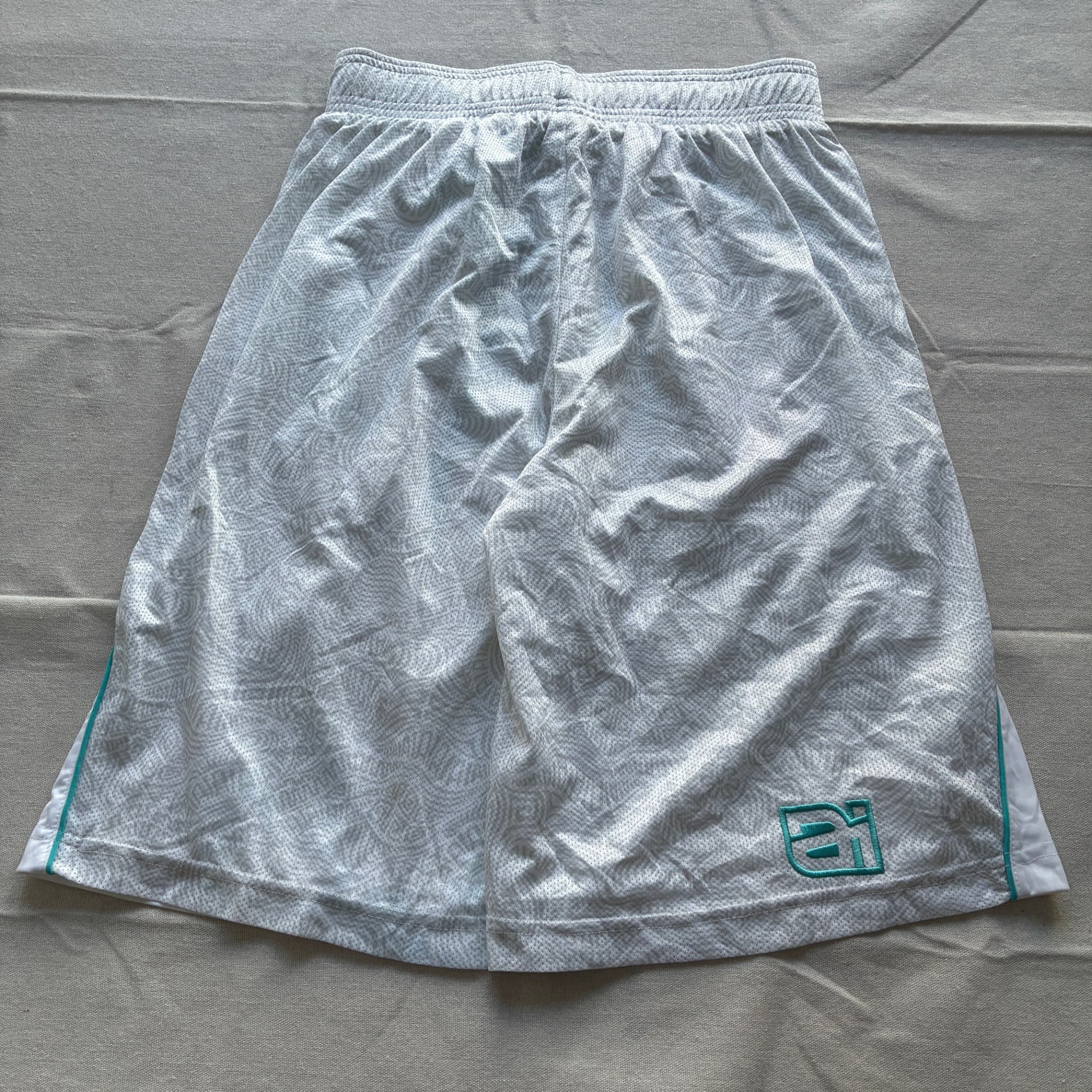Reebok Men's Athletic Basketball Shorts White With Teal Trim — photo 5 of 7