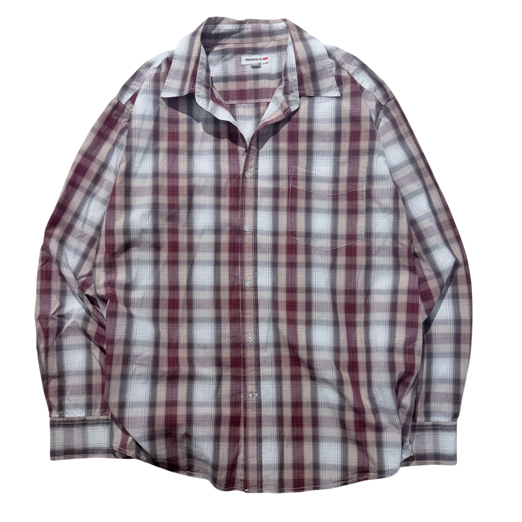 Reserve Men's Long Sleeve Plaid Button-Down Shirt Maroon White XL — photo 1 of 6
