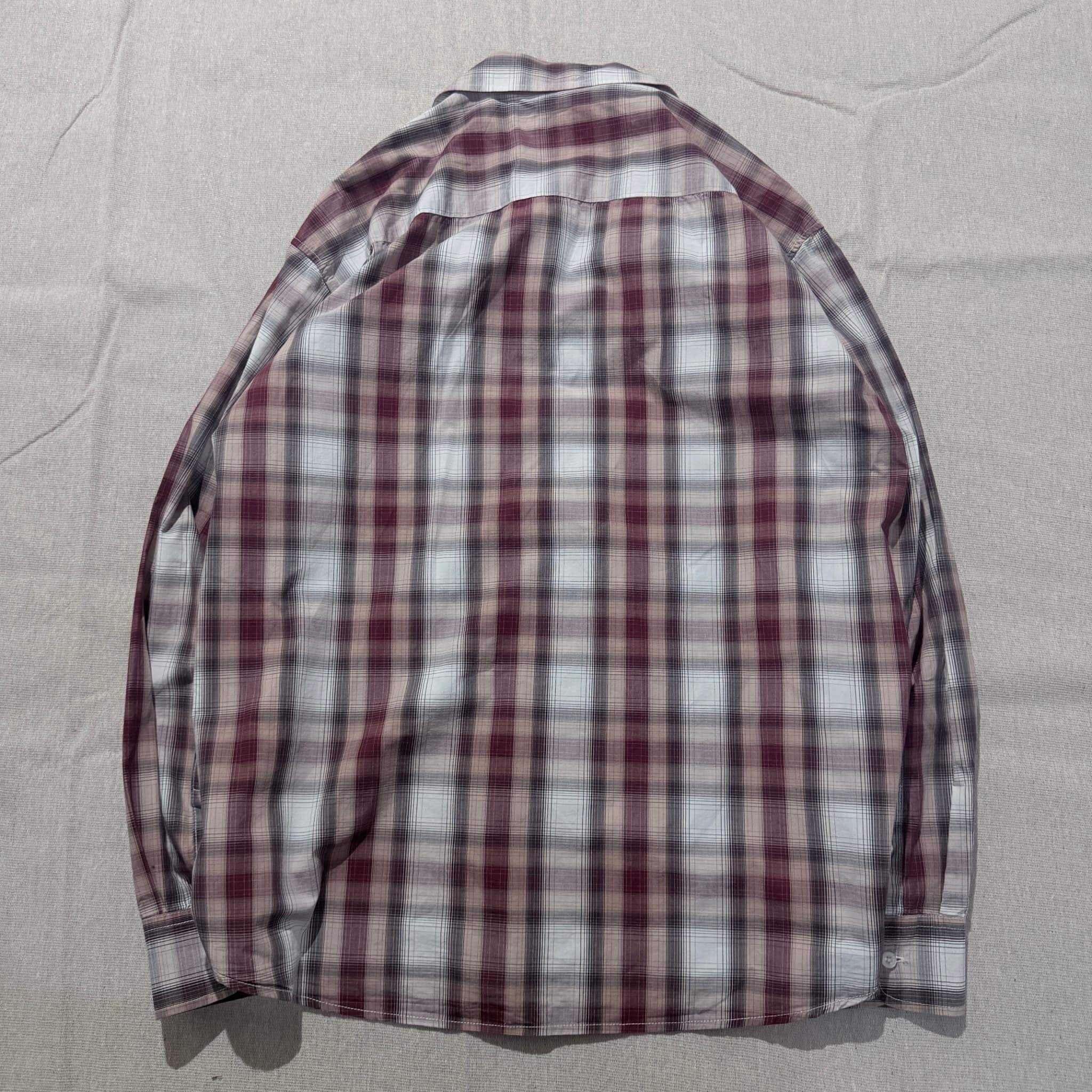 Reserve Men's Long Sleeve Plaid Button-Down Shirt Maroon White XL — photo 5 of 6
