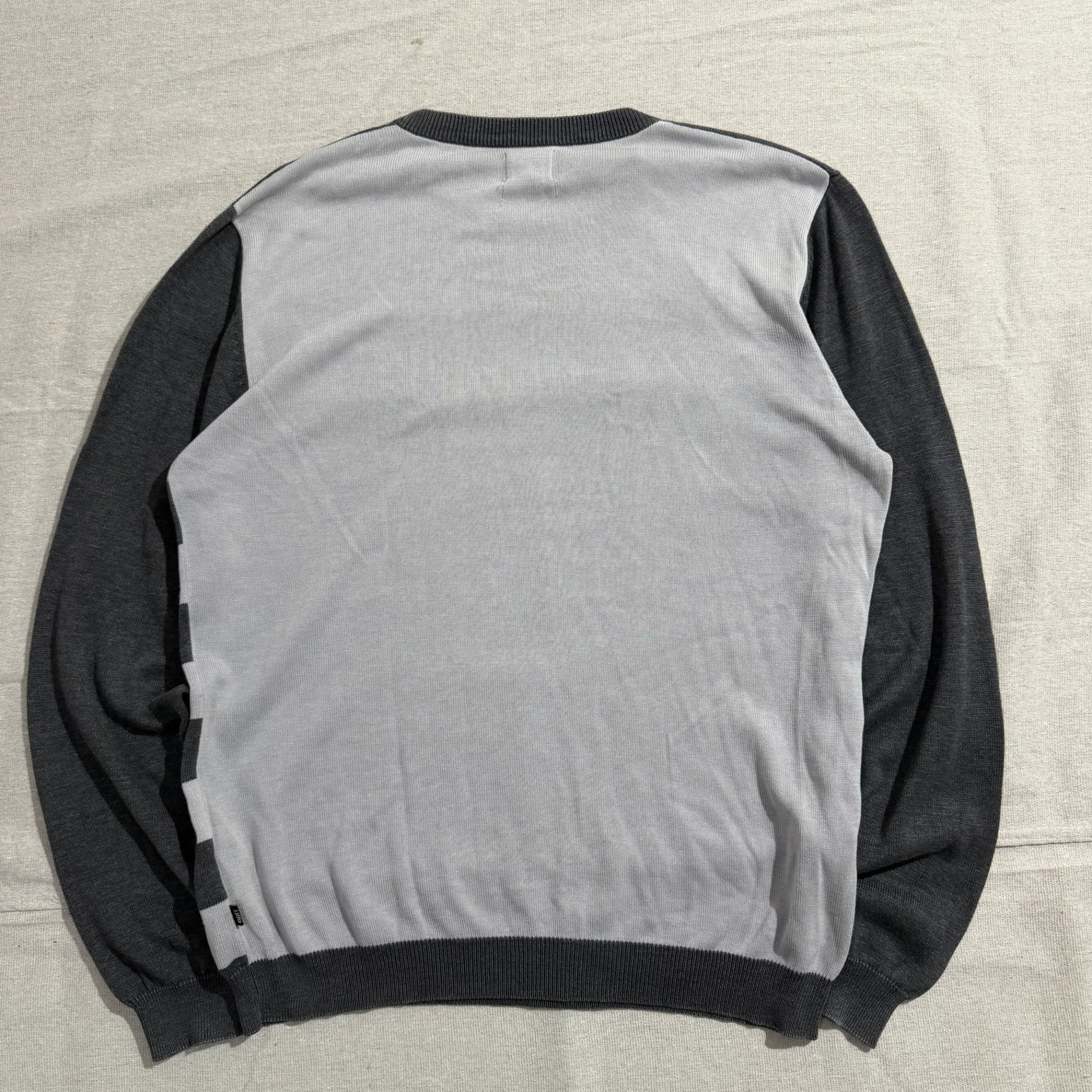 Rusty Men's Striped Crew Neck Knit Sweater Grey Black Size L — photo 8 of 9
