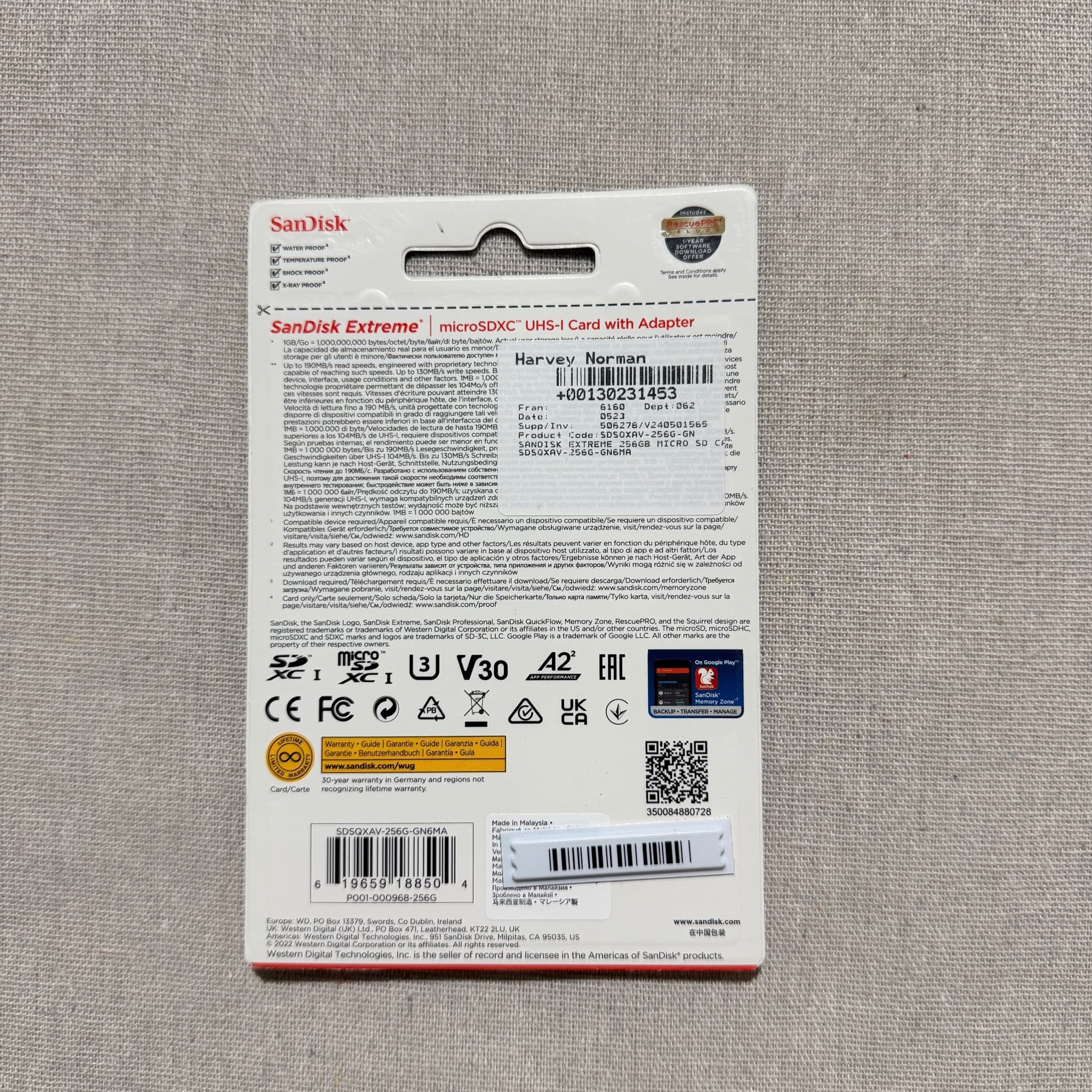SanDisk Extreme 256GB microSDXC UHS-I Memory Card with Adapter — photo 6 of 7