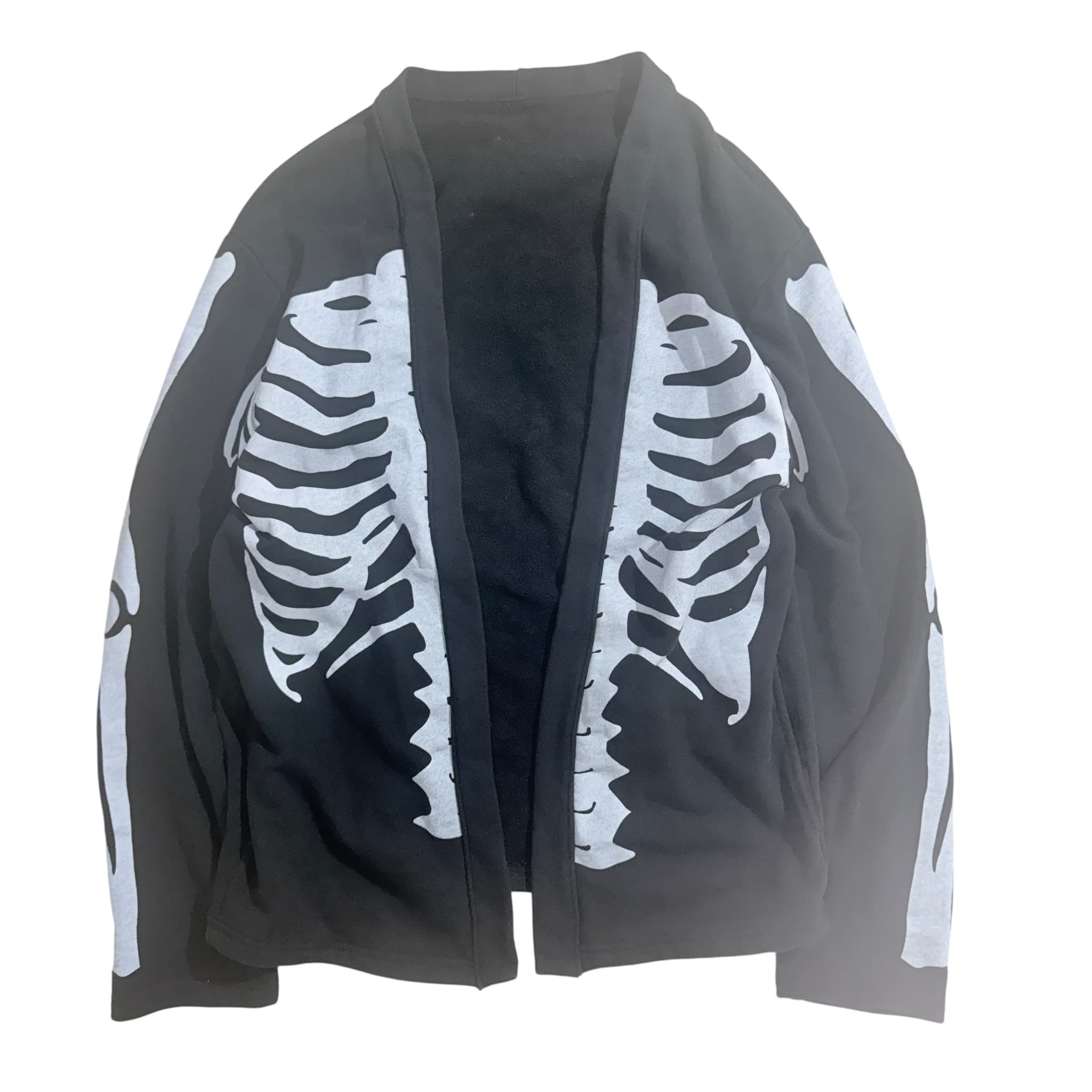 Skeleton Print Open Front Cardigan Black White Unisex — photo 1 of 5