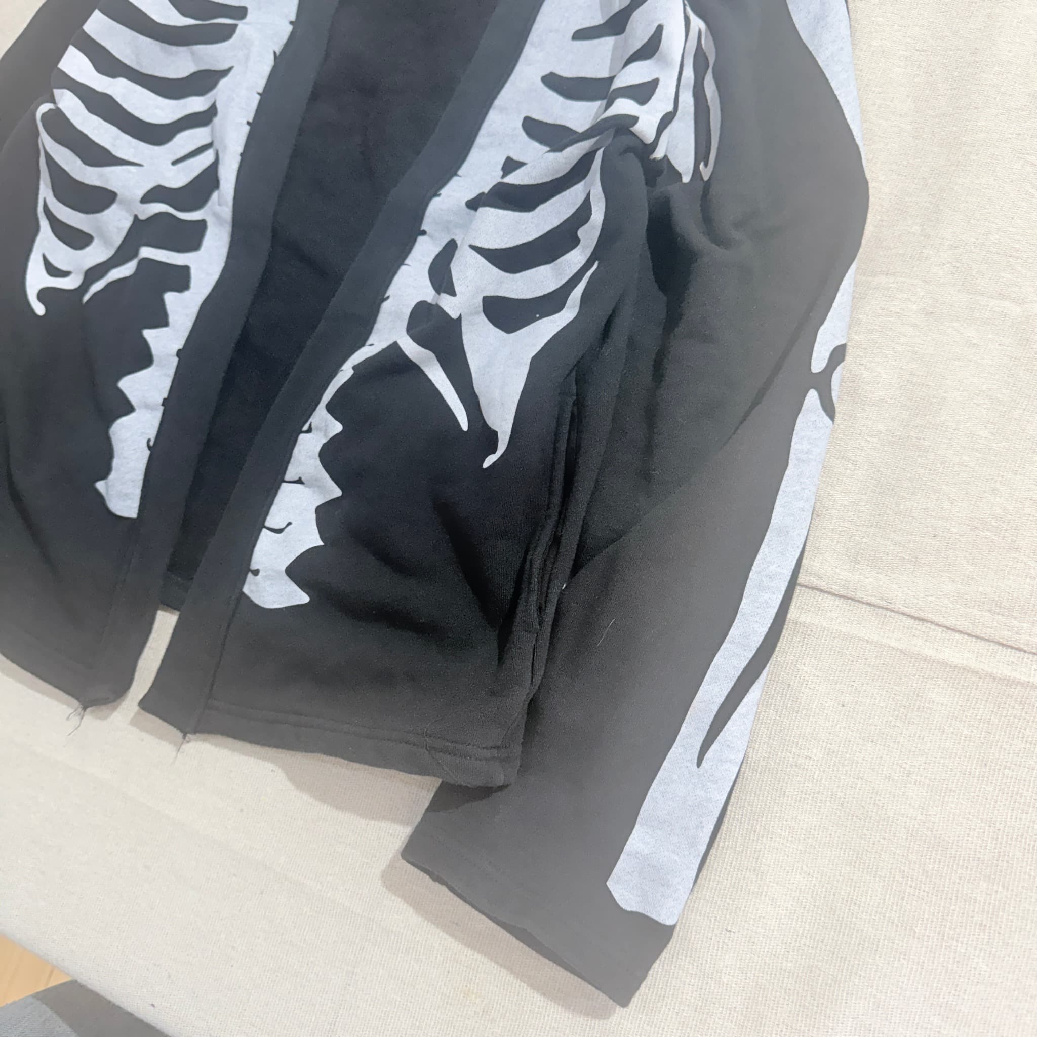 Skeleton Print Open Front Cardigan Black White Unisex — photo 2 of 5