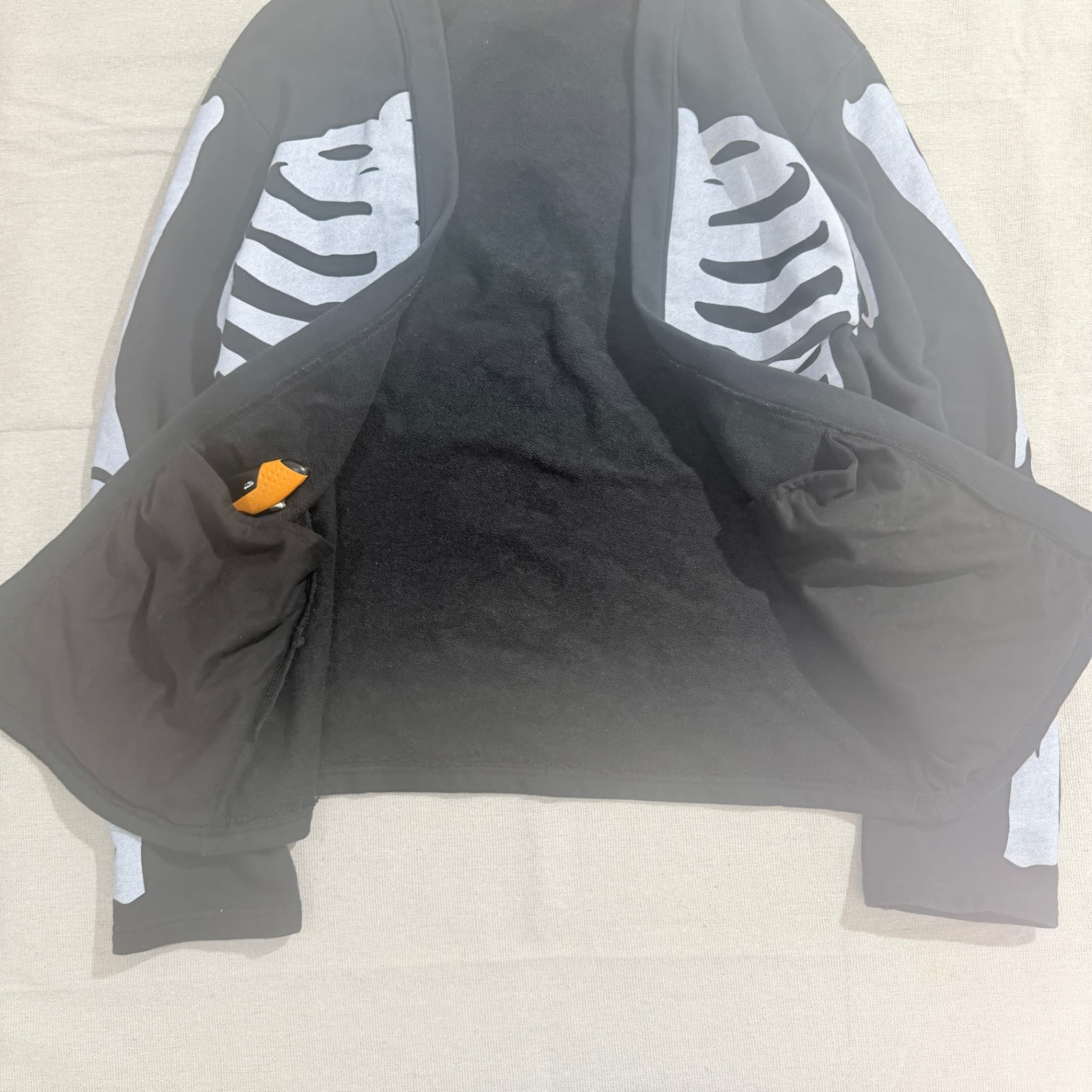 Skeleton Print Open Front Cardigan Black White Unisex — photo 3 of 5