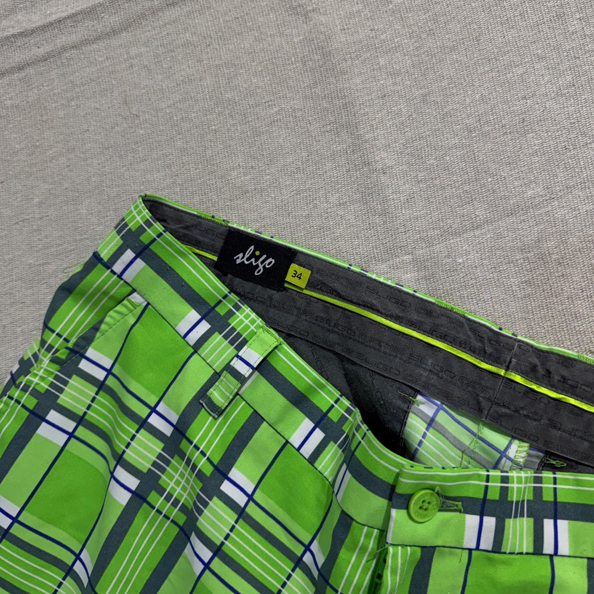 Sligo Golf Shorts Green Plaid Flat Front Men's Size 34 — photo 4 of 8