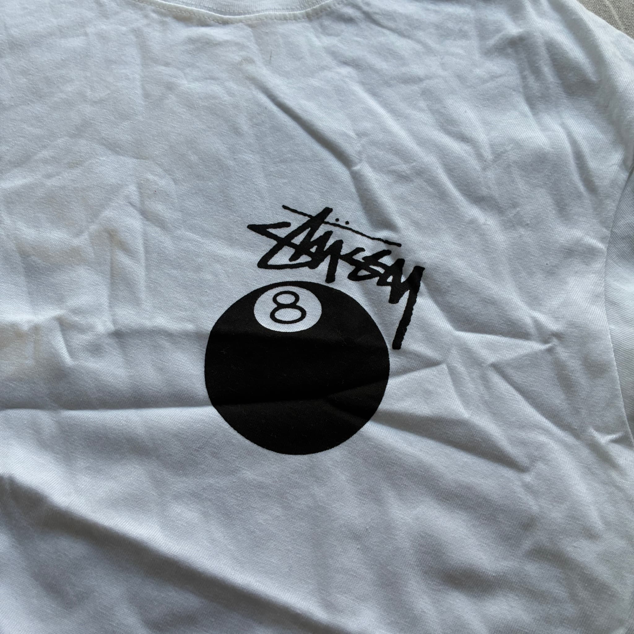 Stüssy 8 Ball T-Shirt White Graphic Logo Tee Size M — photo 2 of 7
