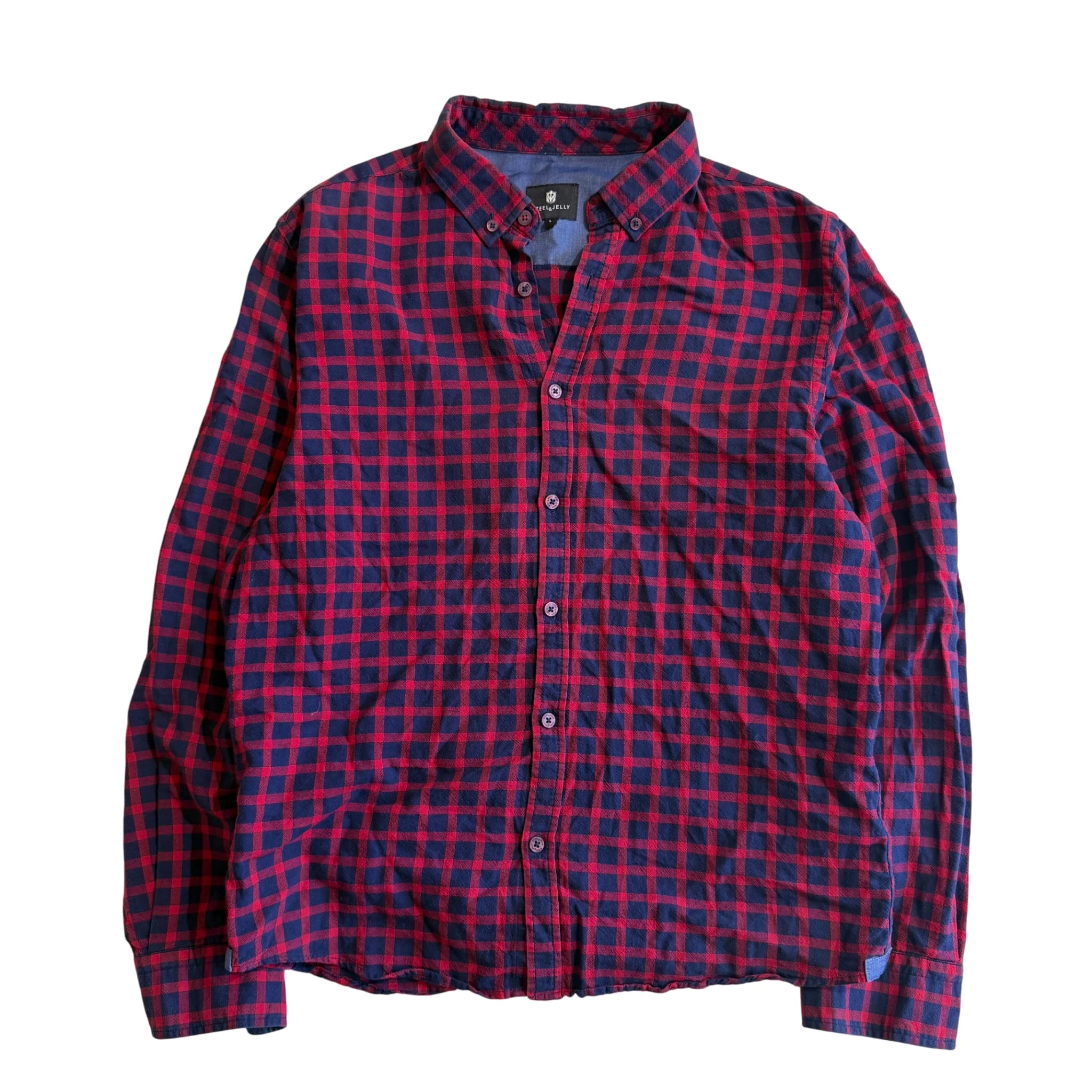 Steel & Jelly Red and Navy Blue Checkered Button-Down Shirt — photo 1 of 9