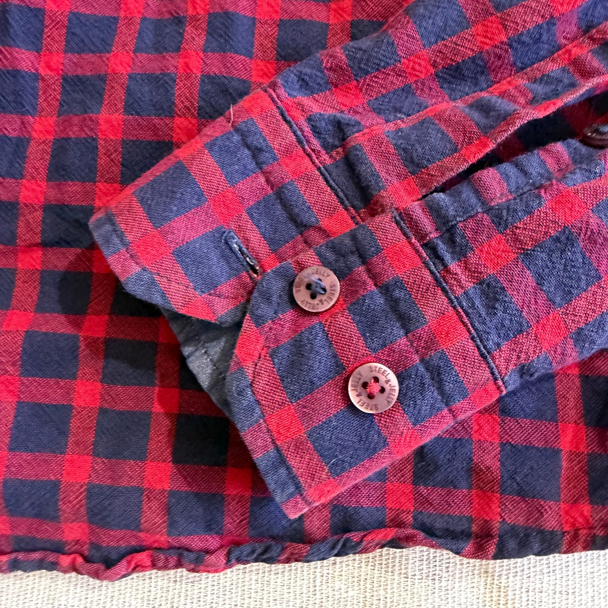 Steel & Jelly Red and Navy Blue Checkered Button-Down Shirt — photo 4 of 9
