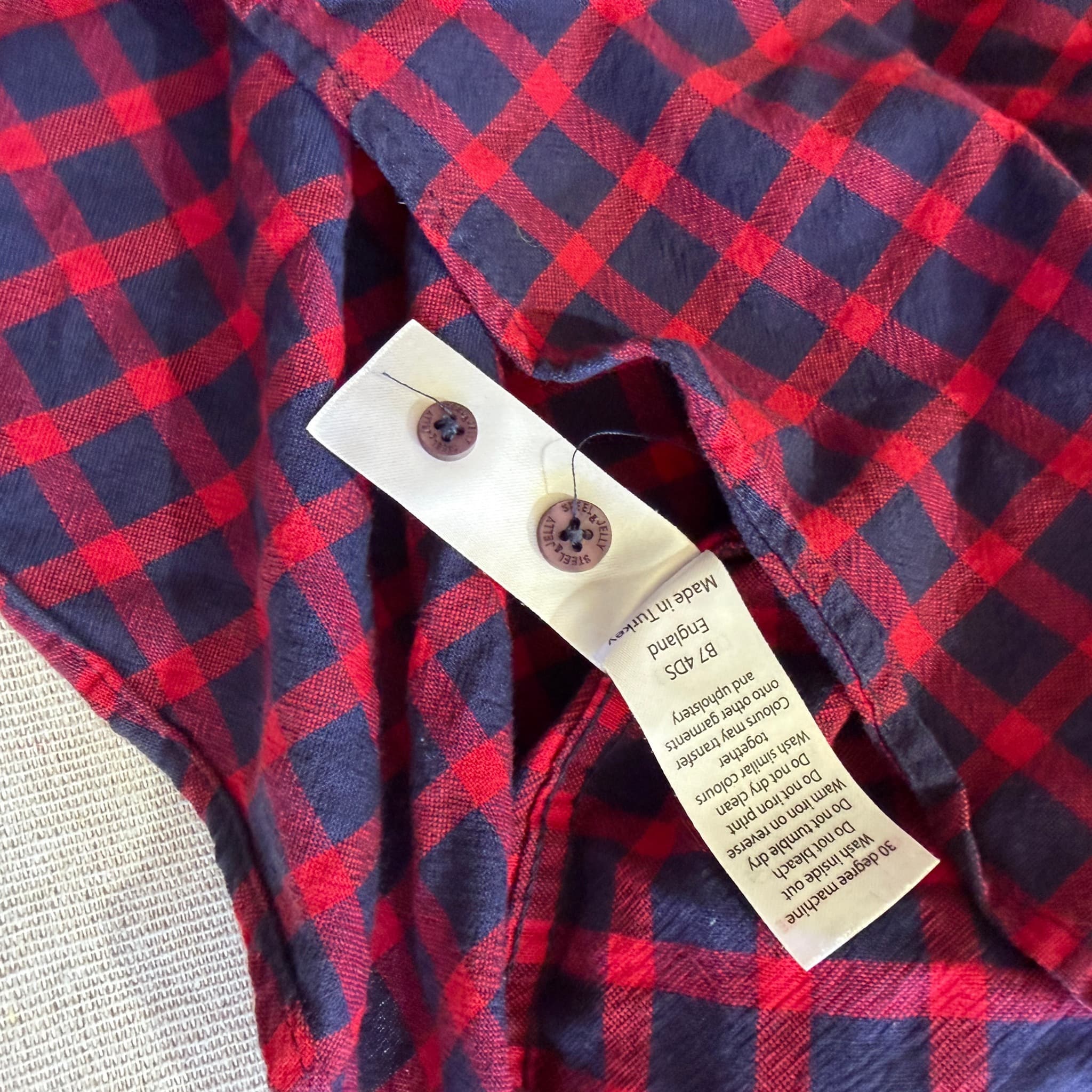 Steel & Jelly Red and Navy Blue Checkered Button-Down Shirt — photo 6 of 9