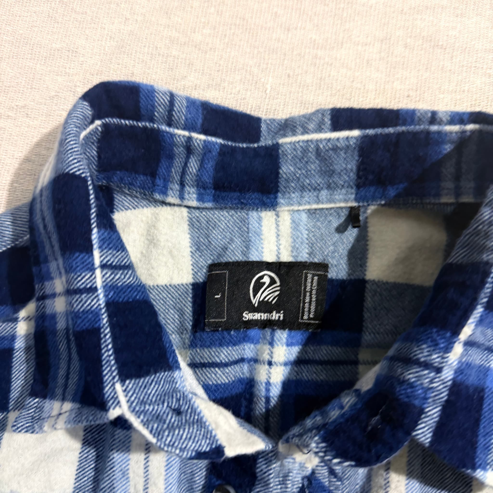 Swandri Men's Blue Plaid Flannel Shirt — photo 3 of 7