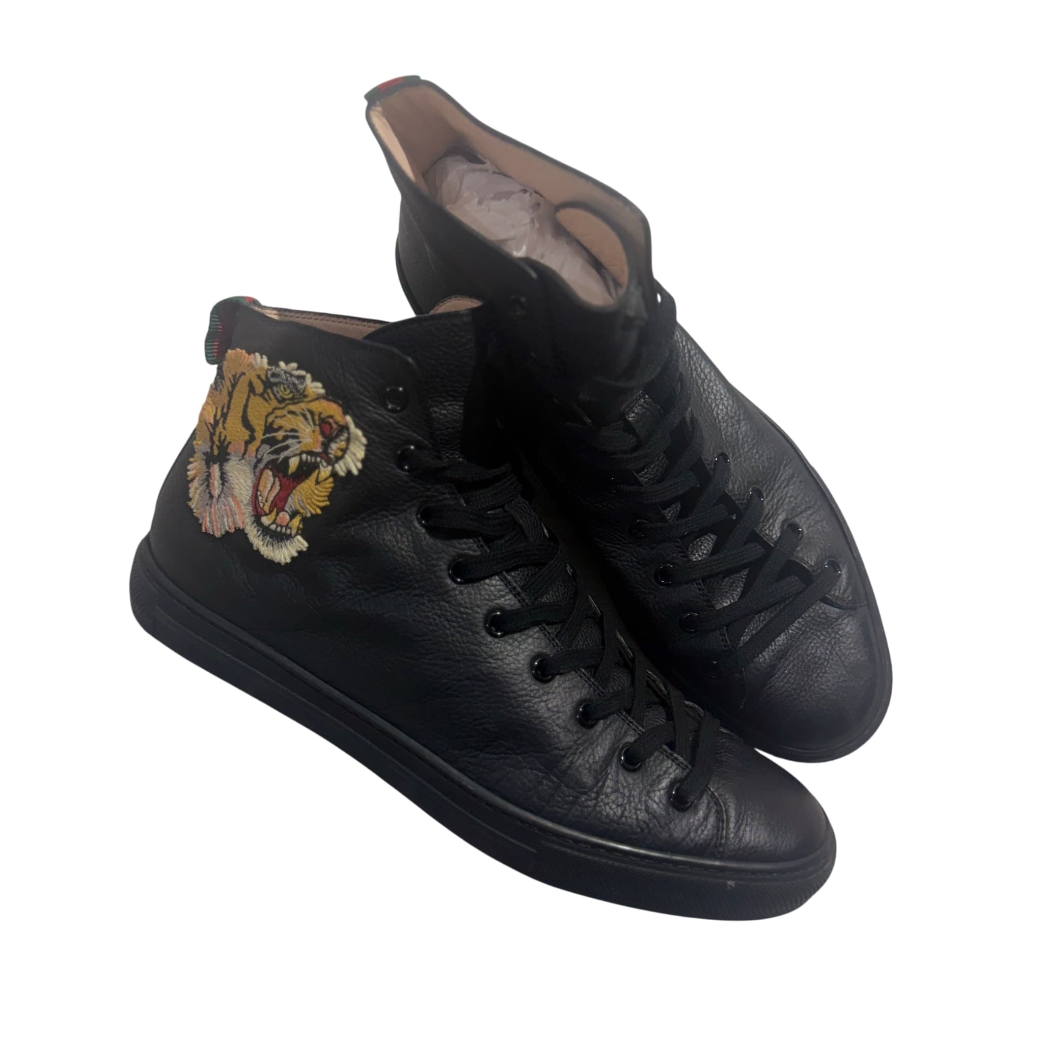 Tiger Embroidered Leather High-Top Sneakers — photo 1 of 12