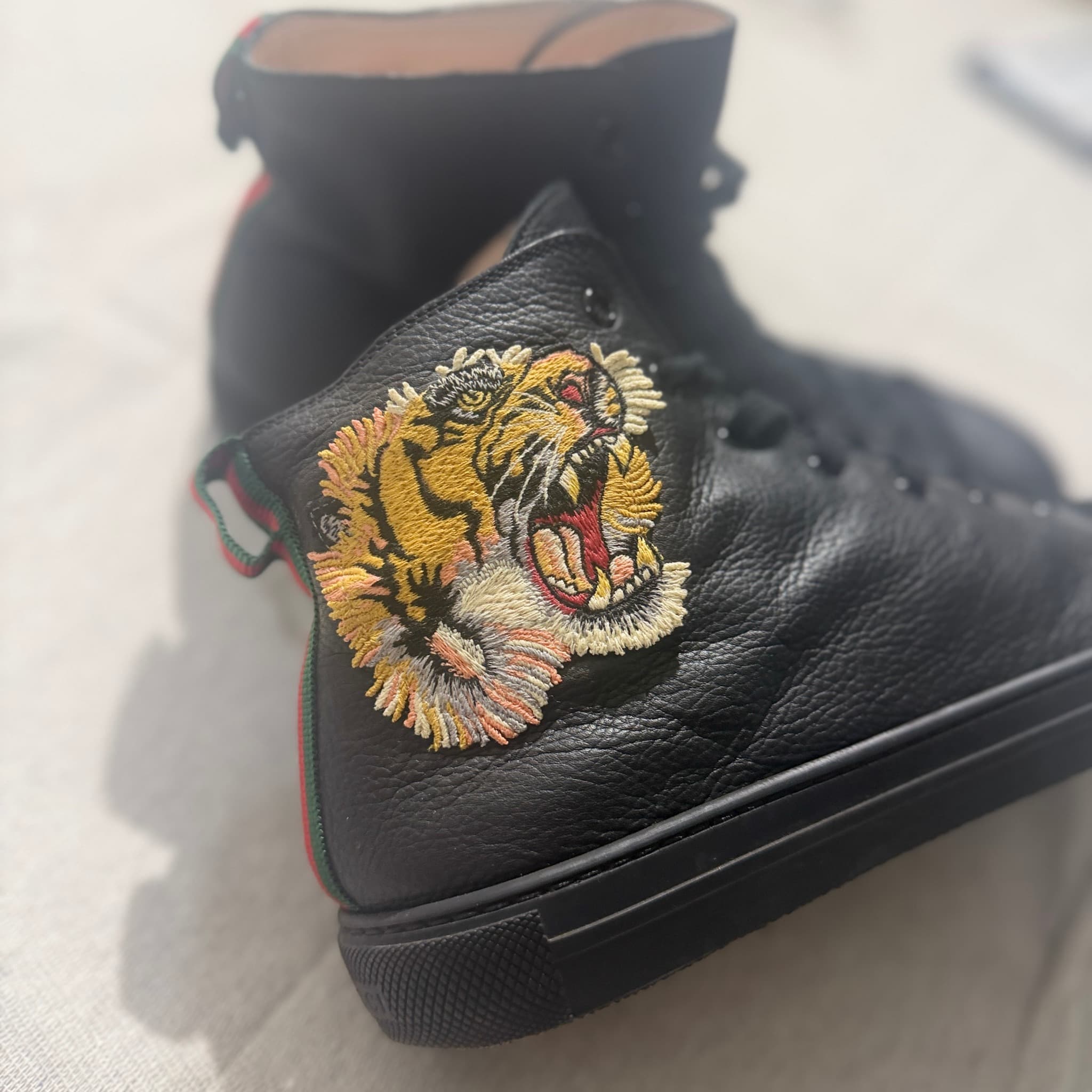 Tiger Embroidered Leather High-Top Sneakers — photo 2 of 12