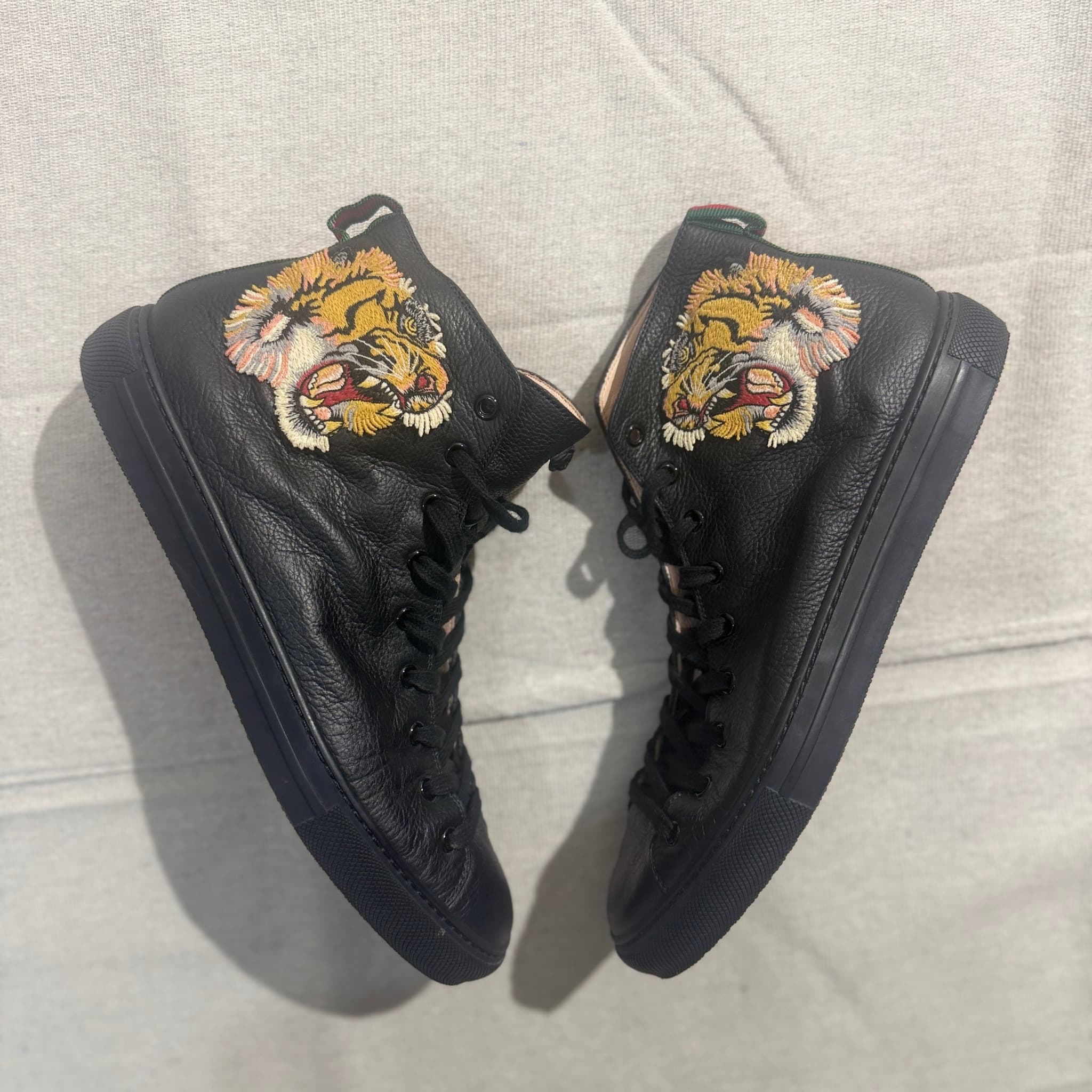 Tiger Embroidered Leather High-Top Sneakers — photo 6 of 12