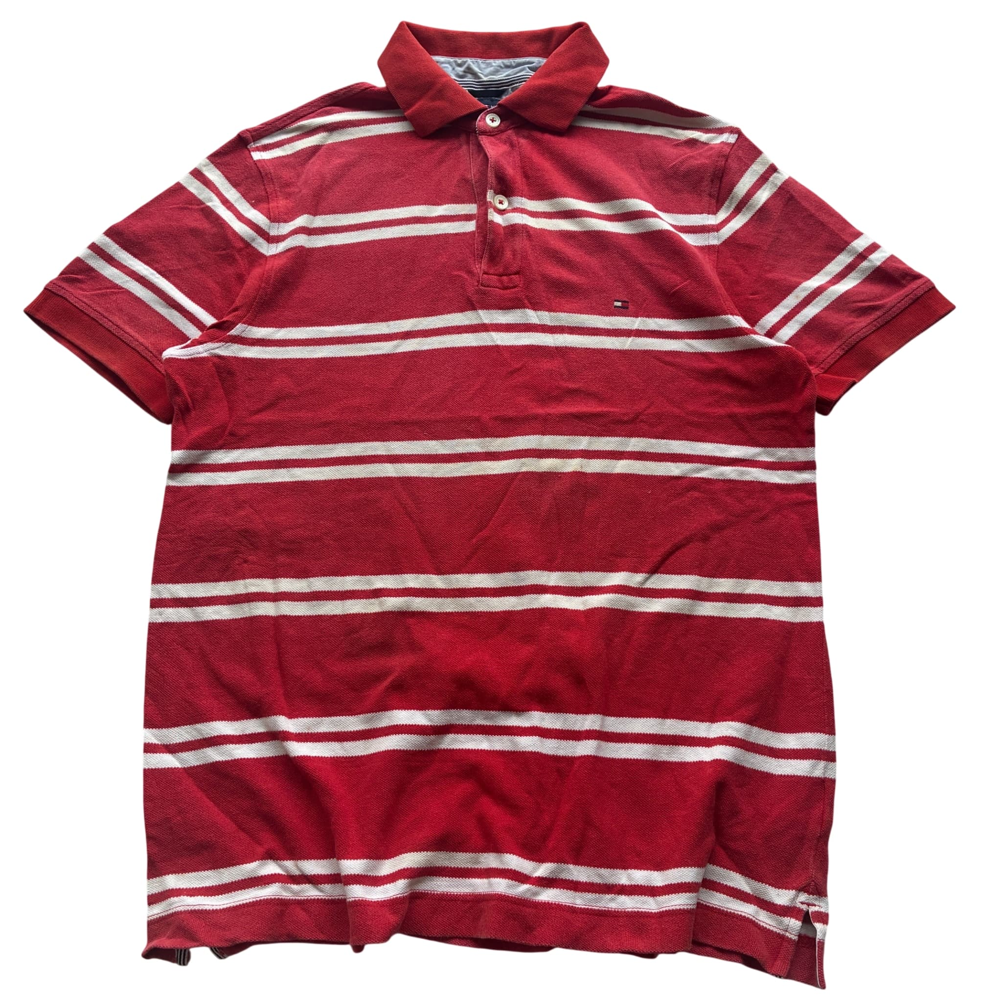 Tommy Hilfiger Men's Red And White Striped Short Sleeve Polo Shirt Size S — photo 1 of 7