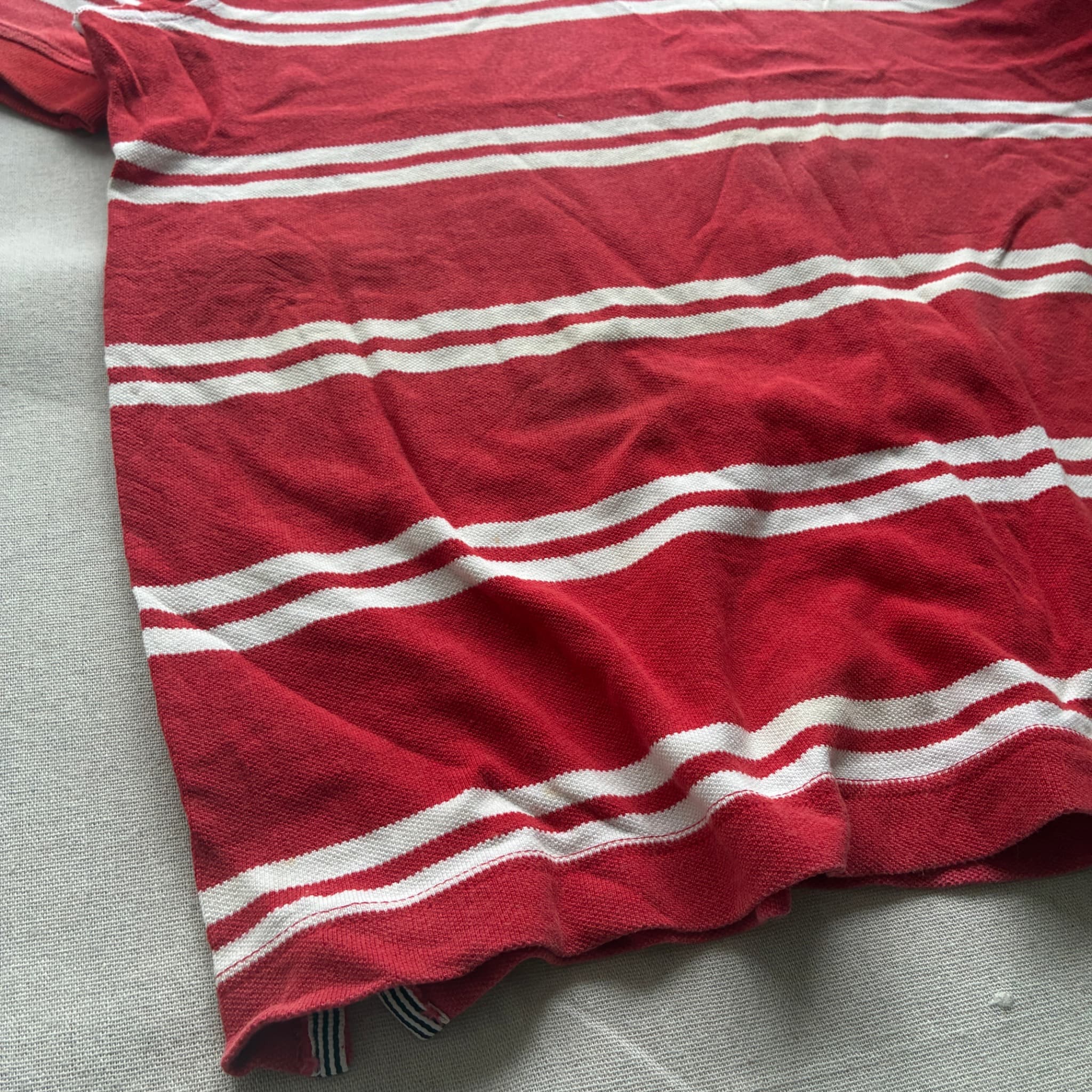 Tommy Hilfiger Men's Red And White Striped Short Sleeve Polo Shirt Size S — photo 2 of 7