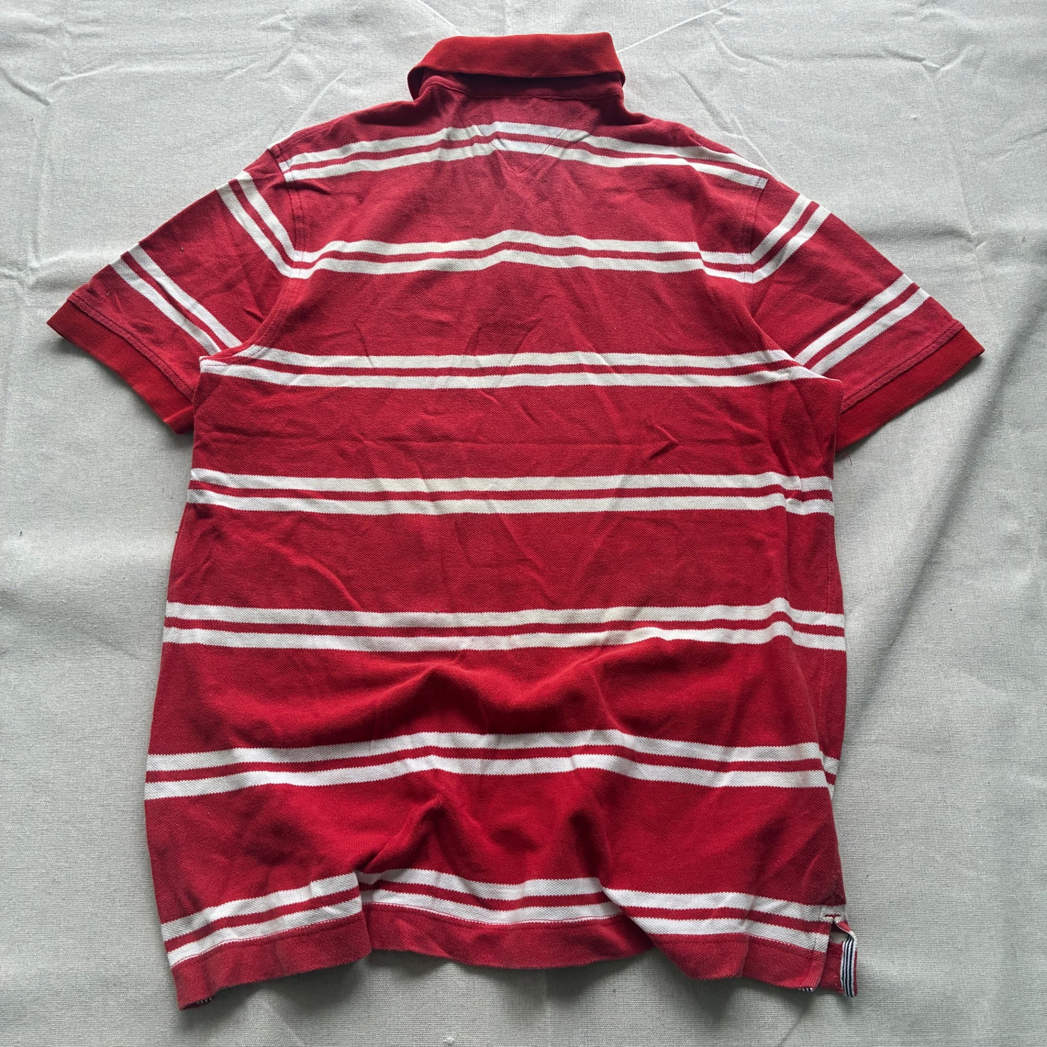 Tommy Hilfiger Men's Red And White Striped Short Sleeve Polo Shirt Size S — photo 5 of 7