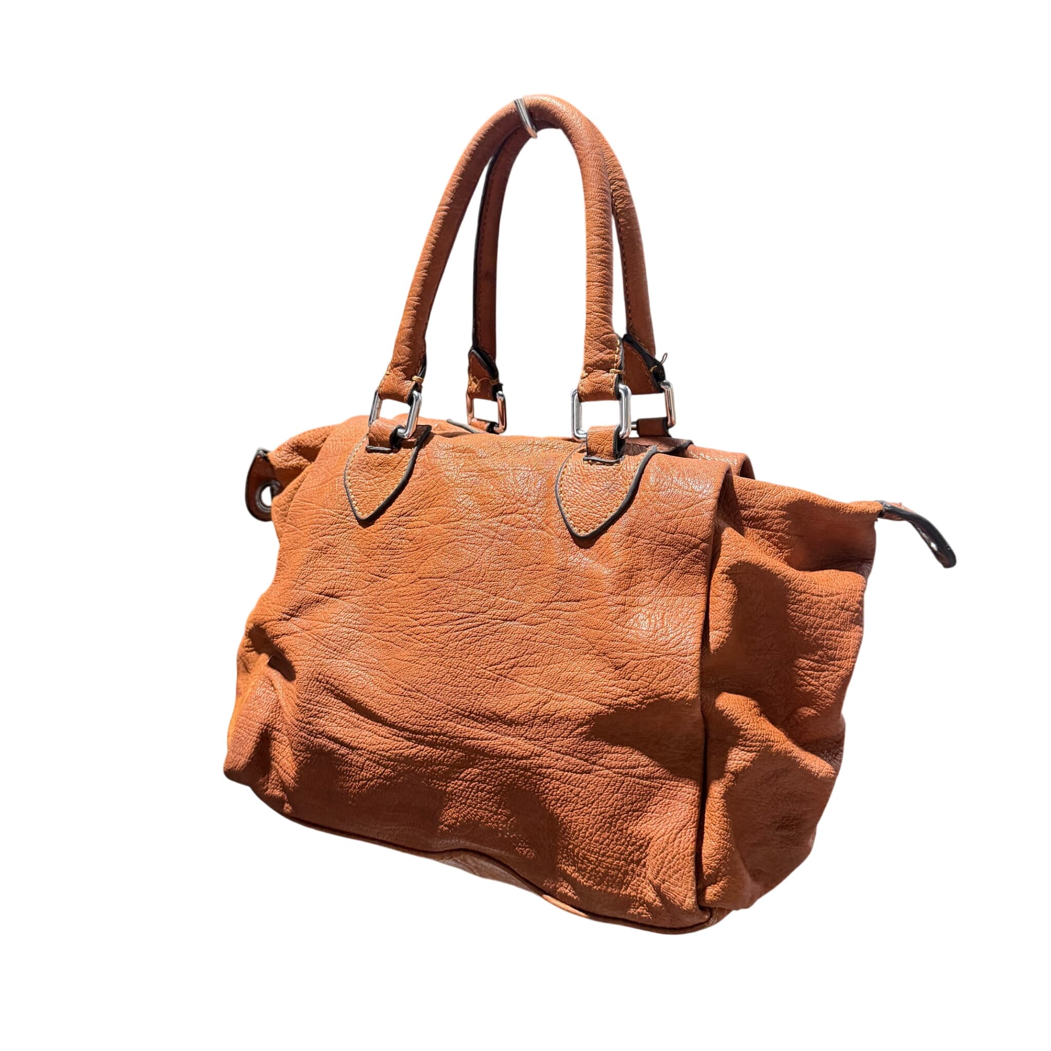 Unbranded Tan Pebbled Leather Satchel Handbag With Shoulder Strap — photo 1 of 7