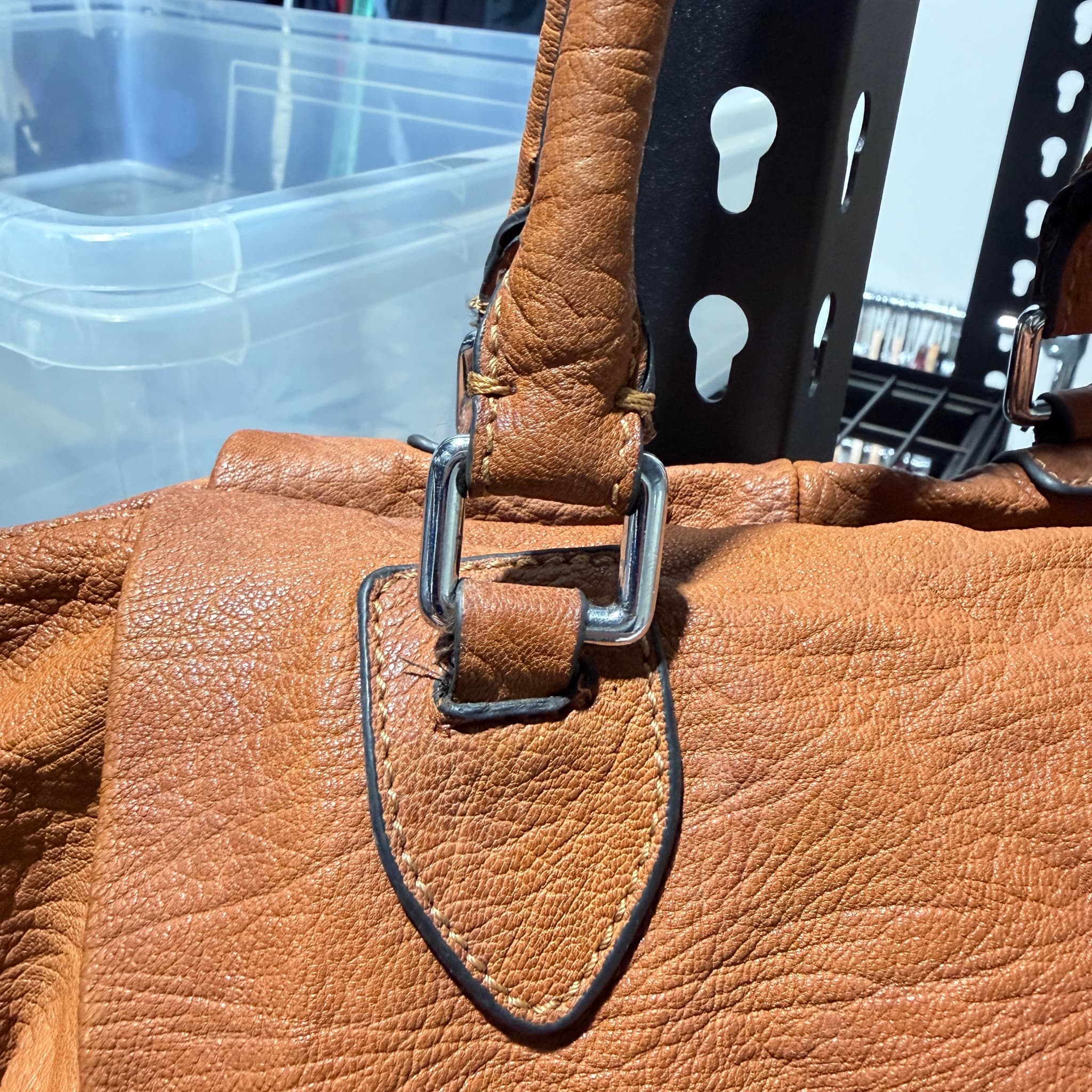 Unbranded Tan Pebbled Leather Satchel Handbag With Shoulder Strap — photo 2 of 7