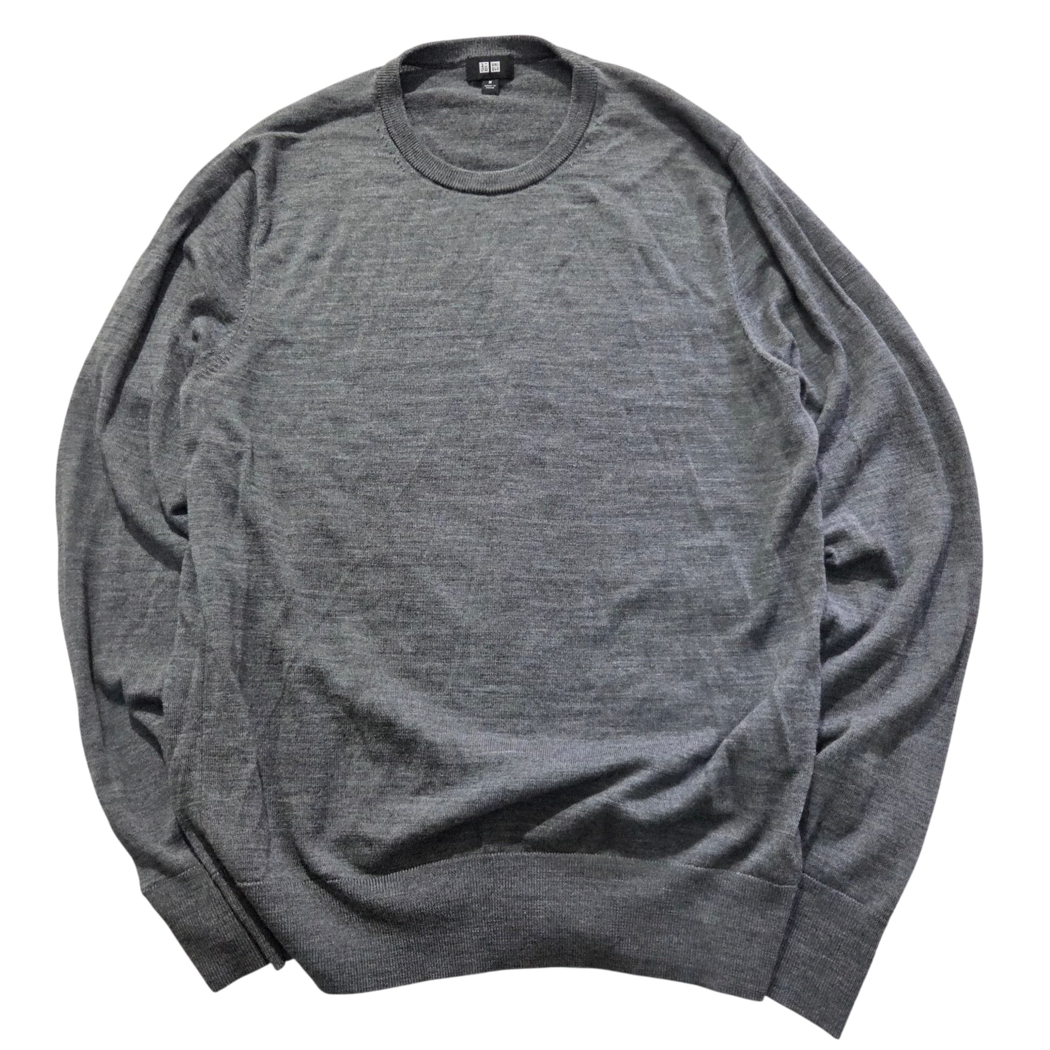 Uniqlo Extra Fine Merino Crew Neck Sweater Grey — photo 1 of 9