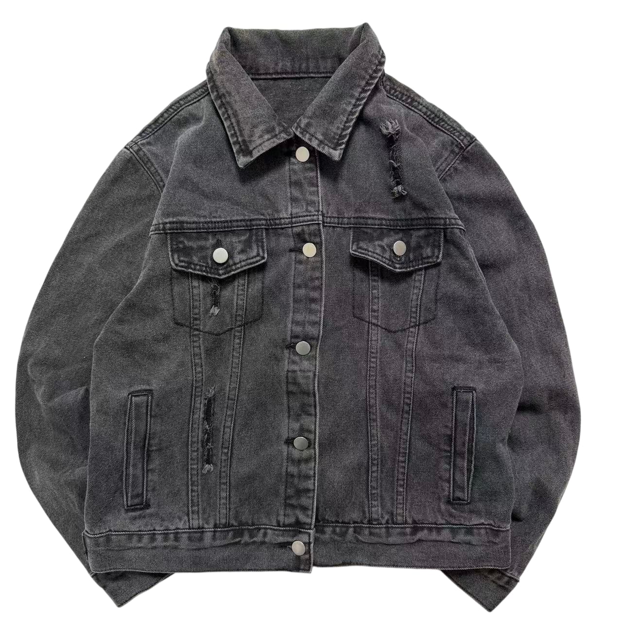 Vintage 2000s Distressed Washed Black Denim Jacket — photo 1 of 6