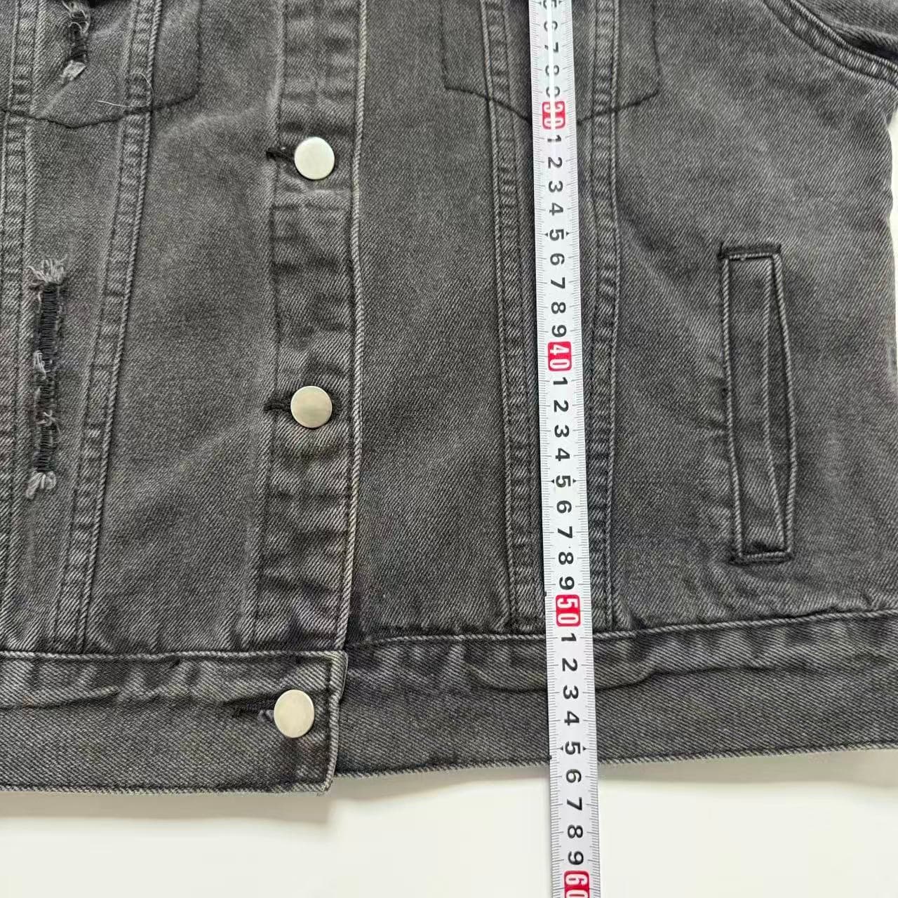 Vintage 2000s Distressed Washed Black Denim Jacket — photo 6 of 6
