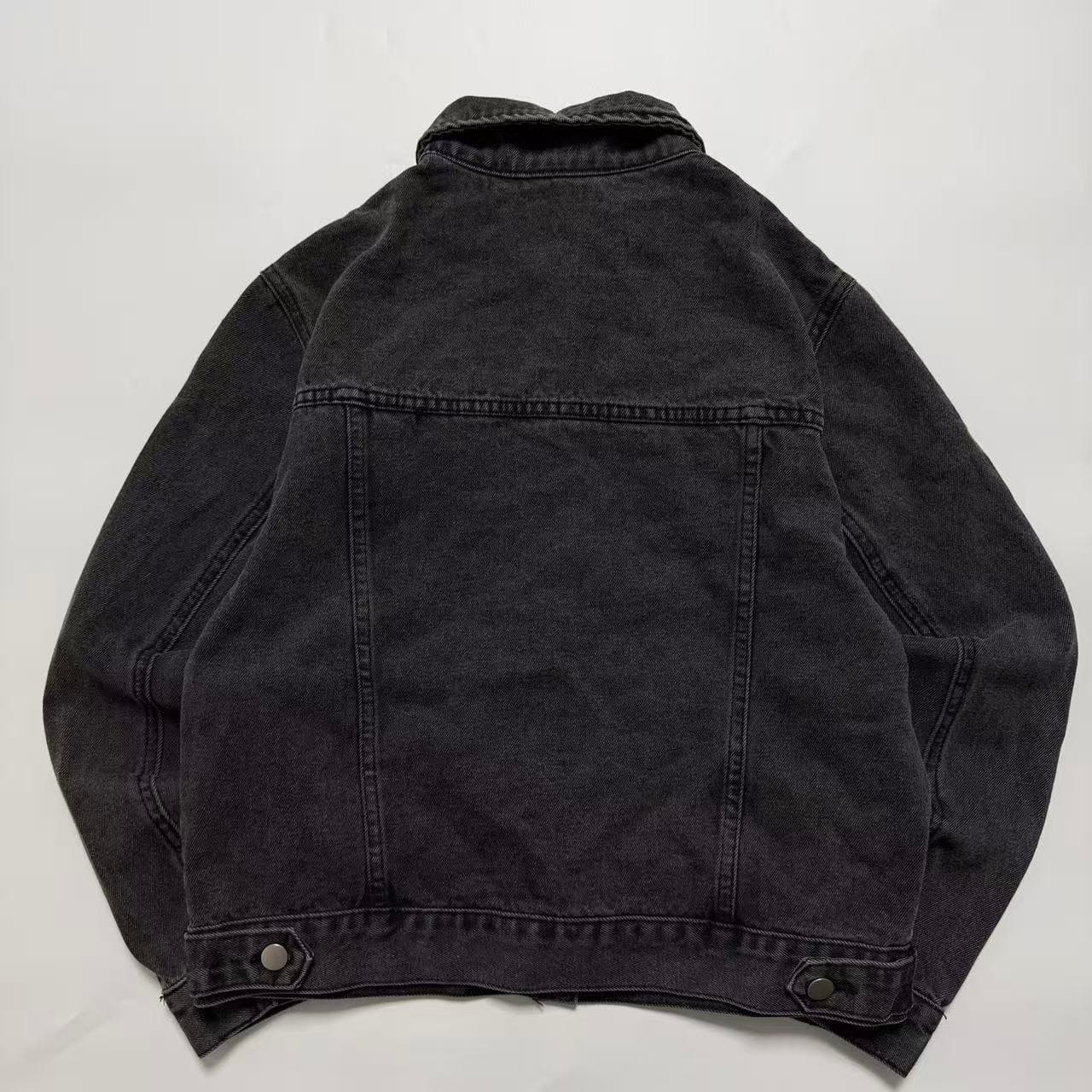 Vintage 2000s Distressed Washed Black Denim Jacket — photo 3 of 6