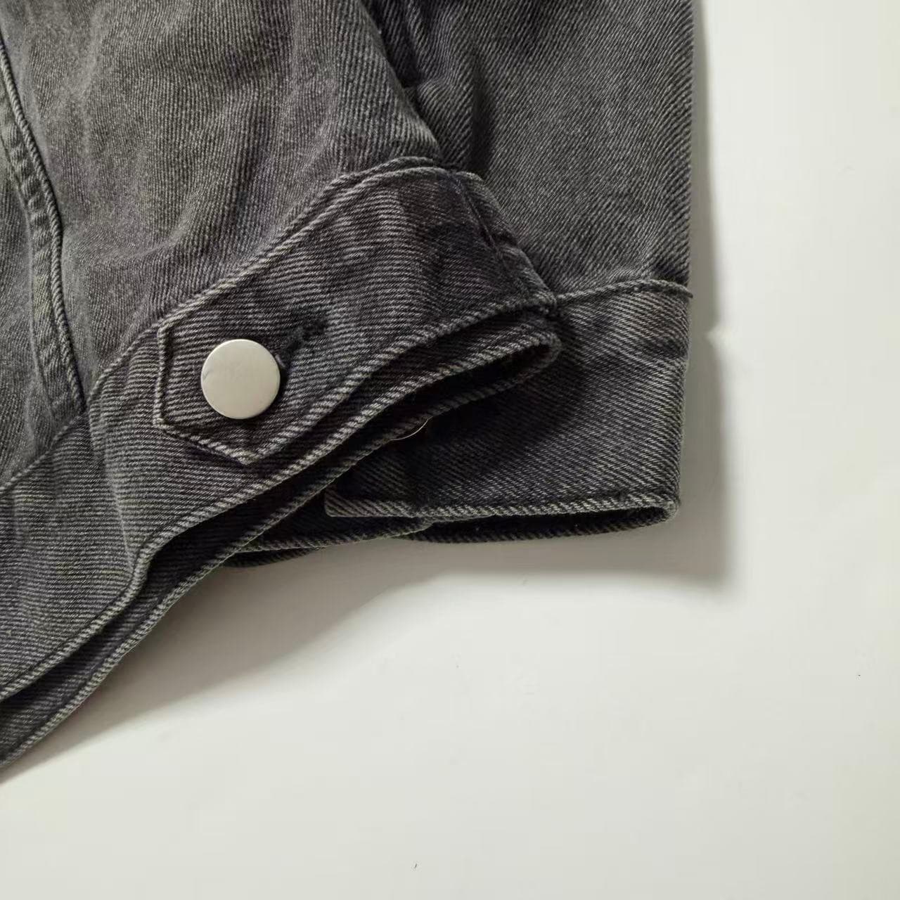 Vintage 2000s Distressed Washed Black Denim Jacket — photo 4 of 6