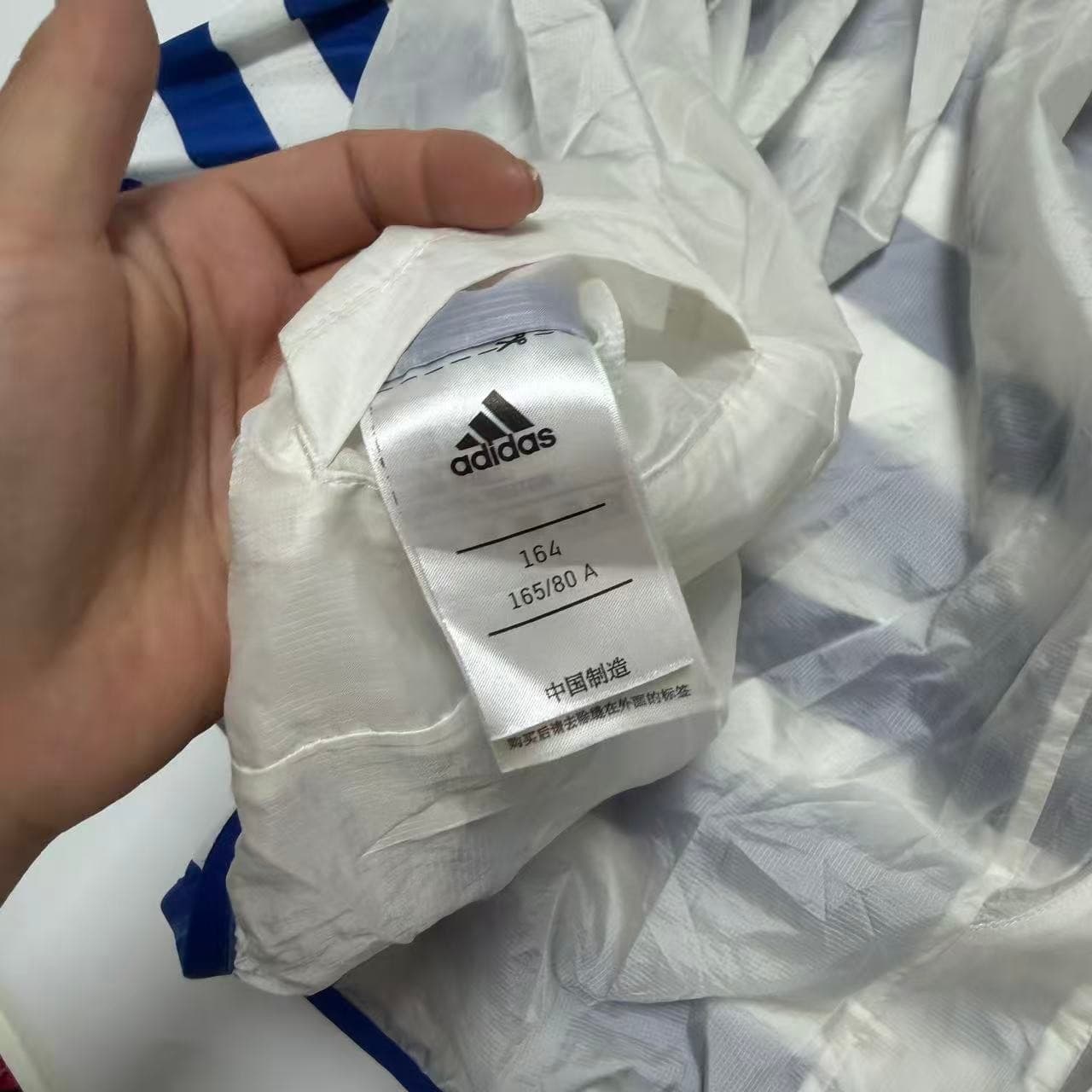 Vintage Adidas Blue White Striped Mesh Full-Zip Hoodie — photo 6 of 8