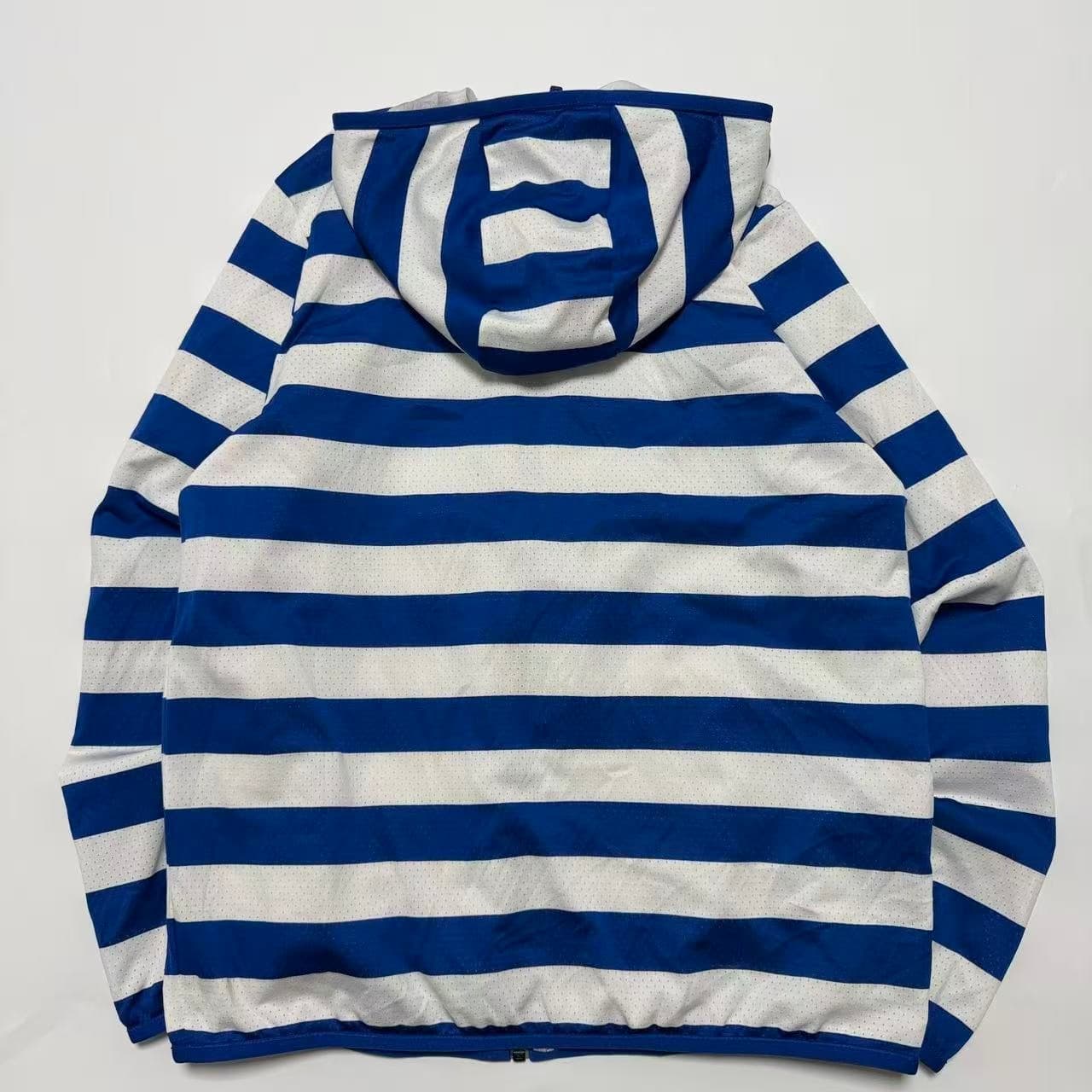 Vintage Adidas Blue White Striped Mesh Full-Zip Hoodie — photo 2 of 8