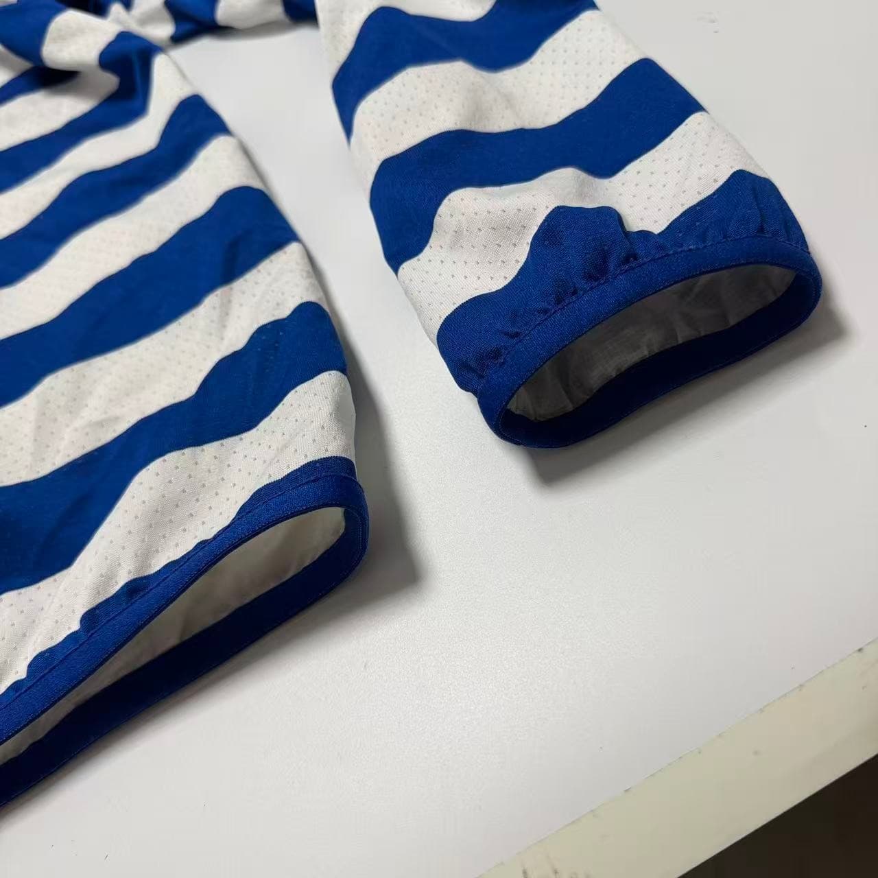 Vintage Adidas Blue White Striped Mesh Full-Zip Hoodie — photo 3 of 8