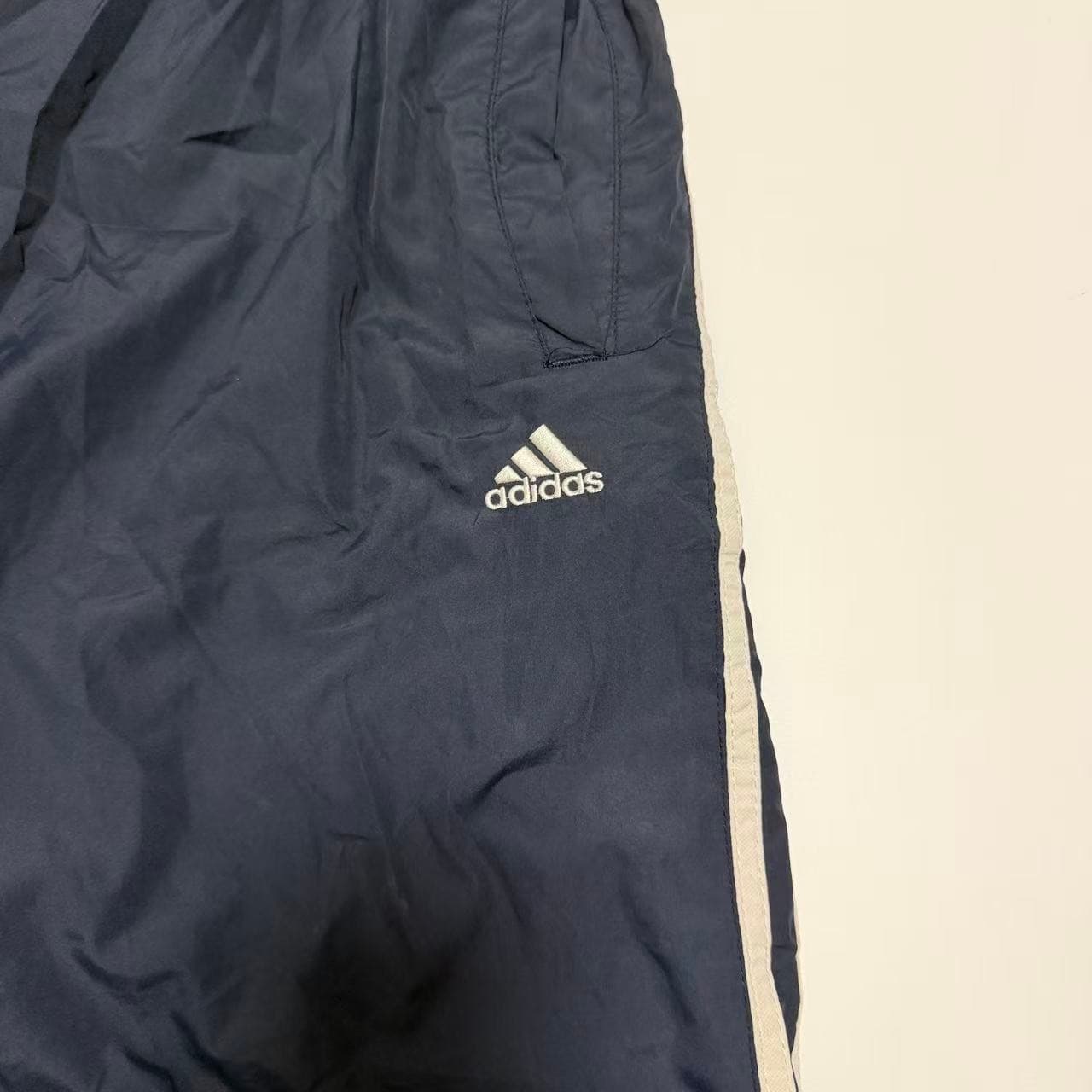 Vintage Adidas Nylon Track Pants Navy Blue White Stripe — photo 4 of 10