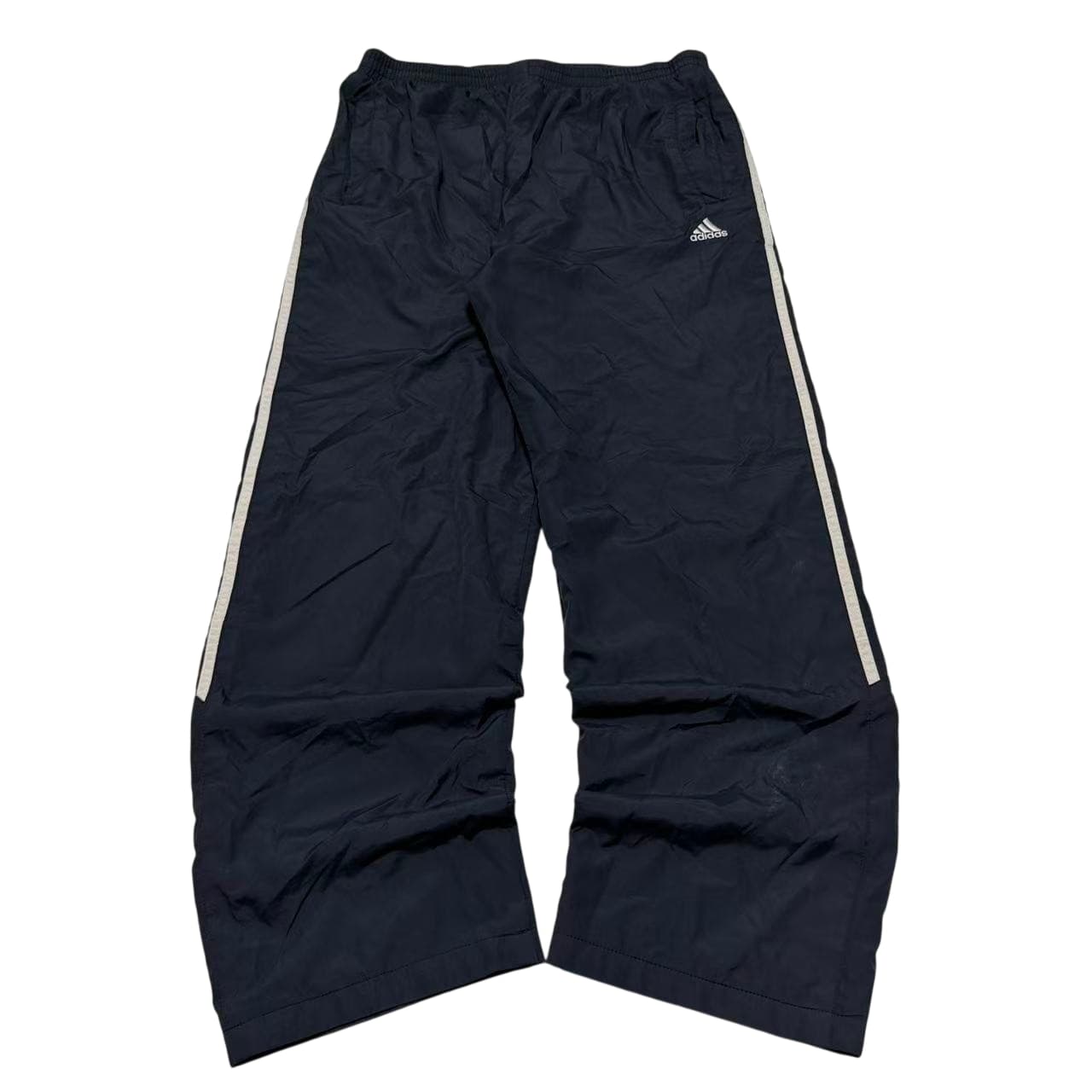 Vintage Adidas Nylon Track Pants Navy Blue White Stripe — photo 1 of 10