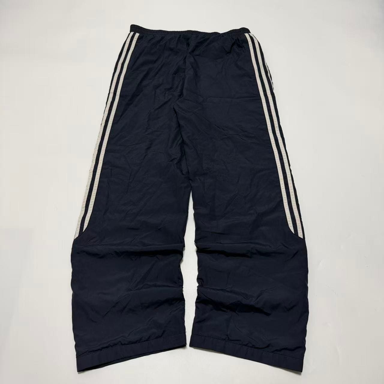 Vintage Adidas Nylon Track Pants Navy Blue White Stripe — photo 9 of 10