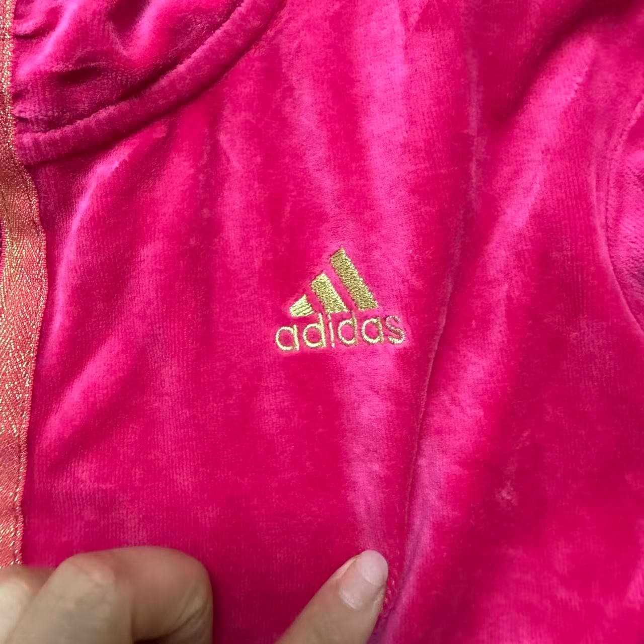 Vintage Adidas Pink Velour Full-Zip Hoodie — photo 4 of 7