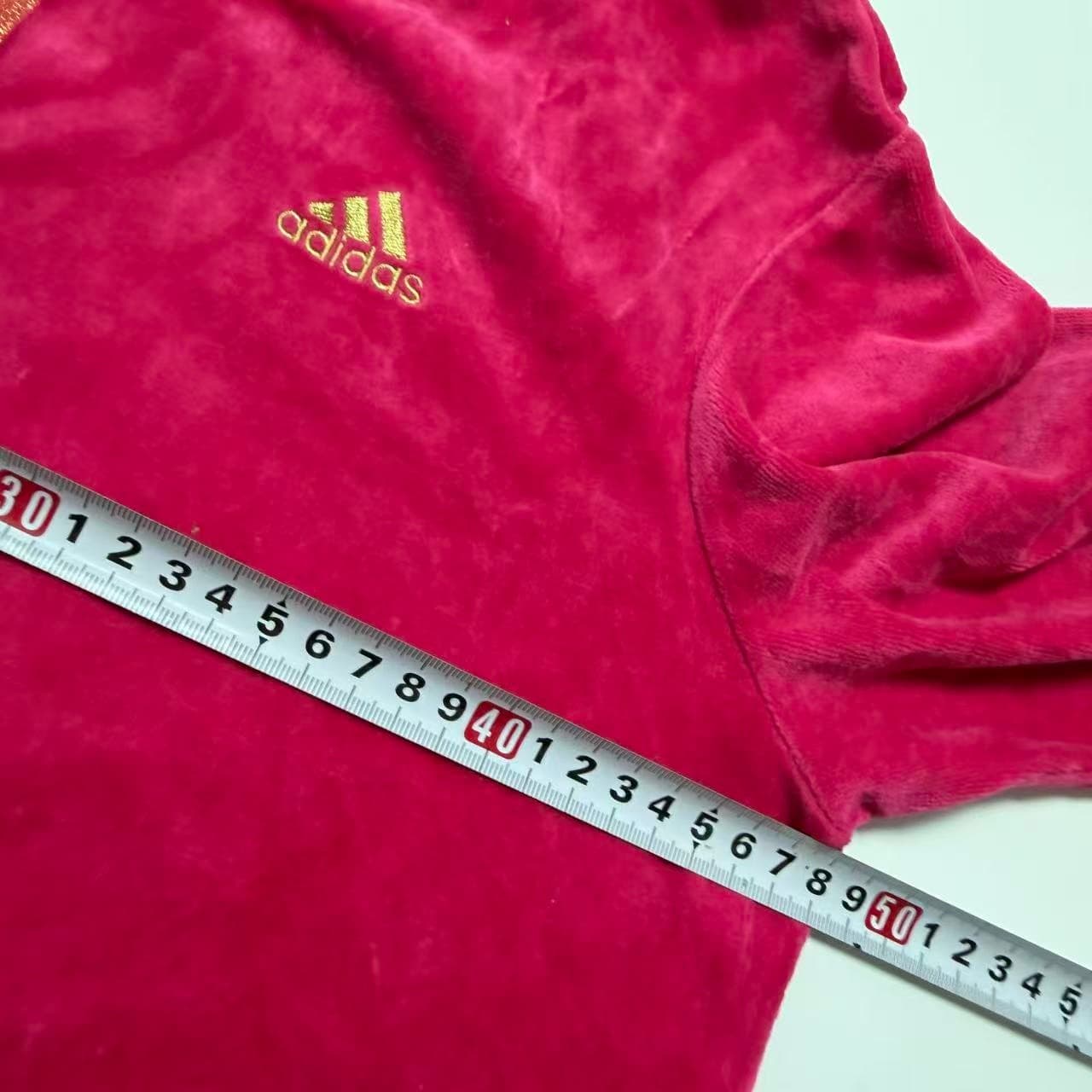 Vintage Adidas Pink Velour Full-Zip Hoodie — photo 6 of 7