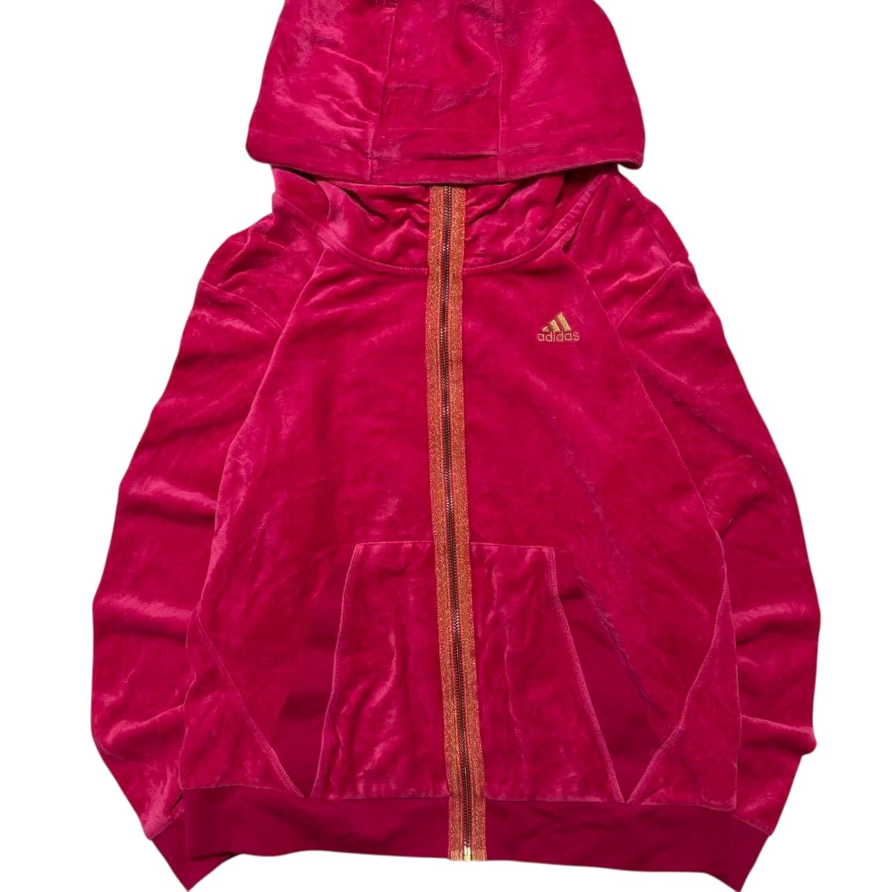 Vintage Adidas Pink Velour Full-Zip Hoodie — photo 1 of 7