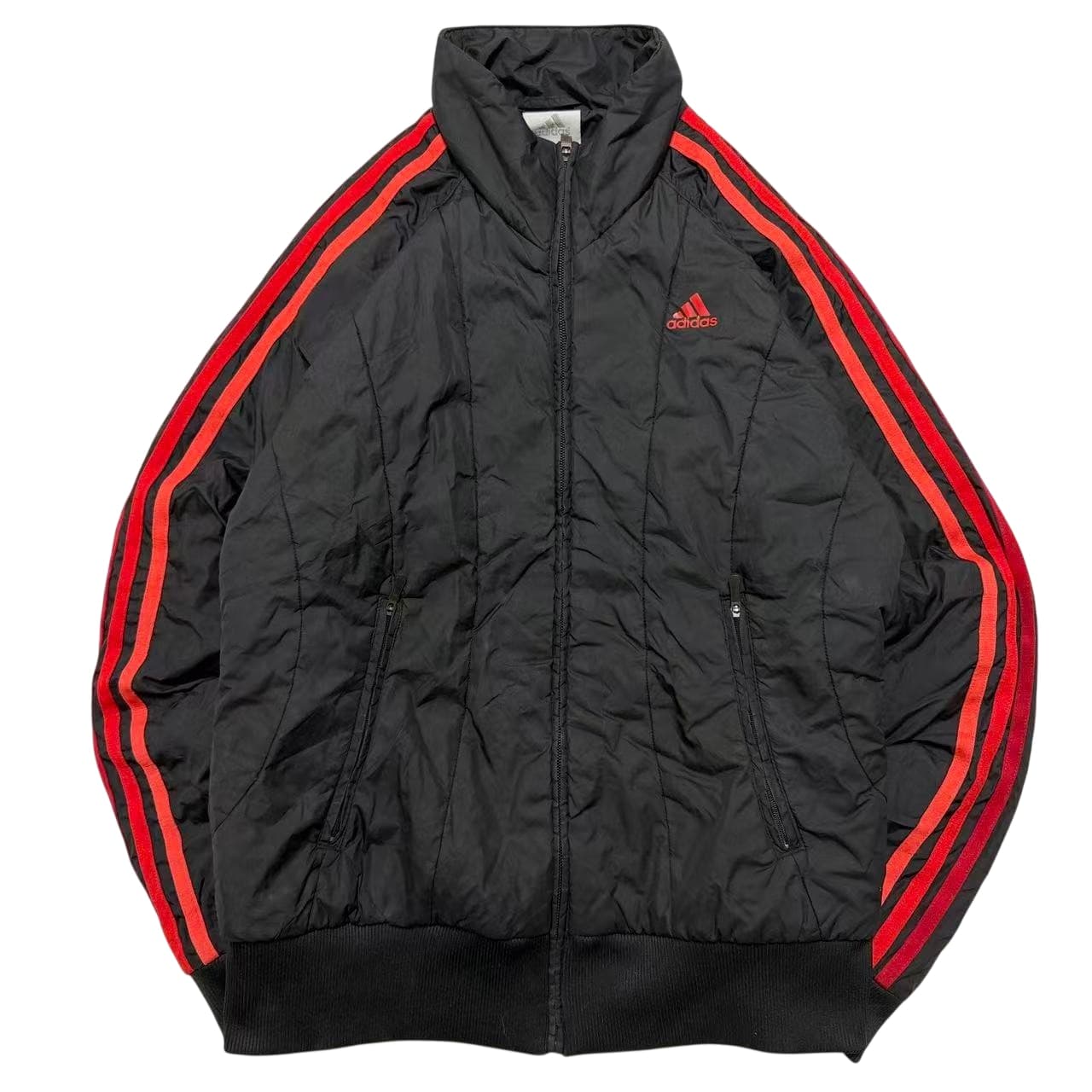 Vintage Adidas Quilted Track Jacket Black Red — photo 1 of 6