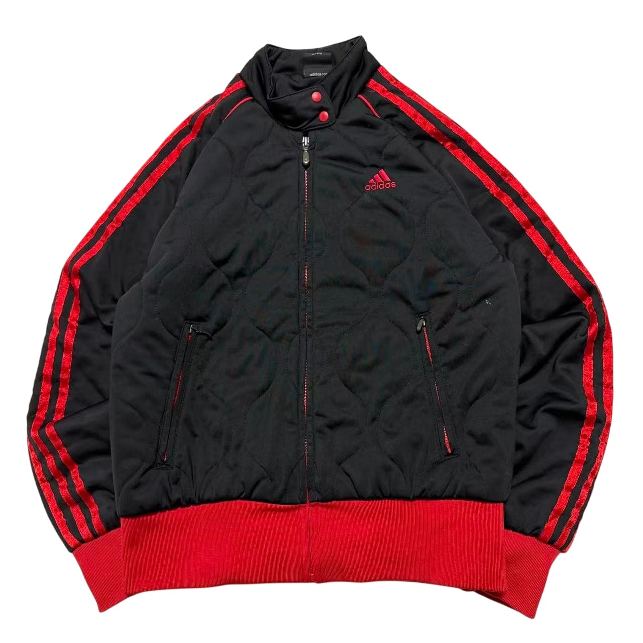 Vintage Adidas Quilted Track Jacket Black Red — photo 1 of 7