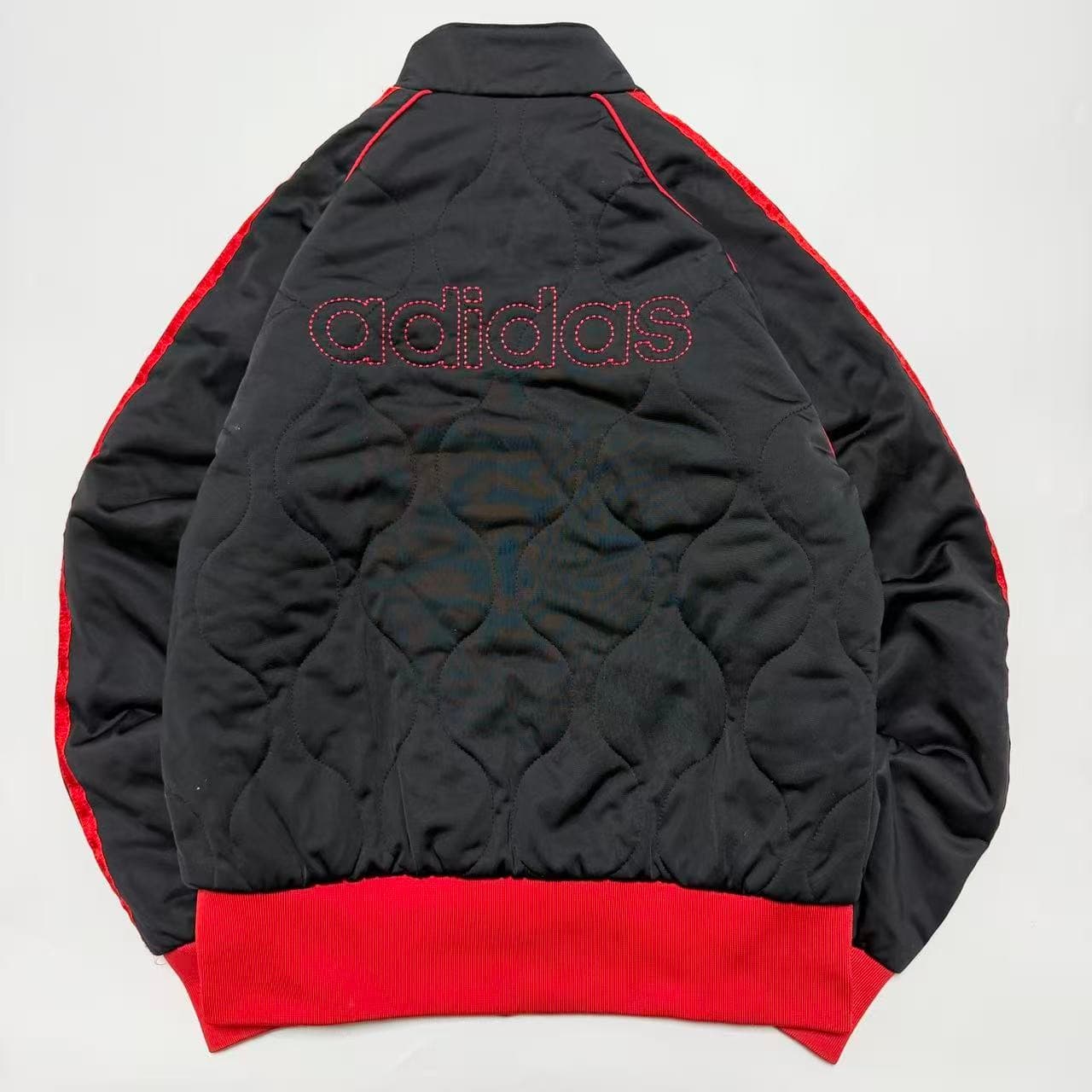 Vintage Adidas Quilted Track Jacket Black Red — photo 2 of 7