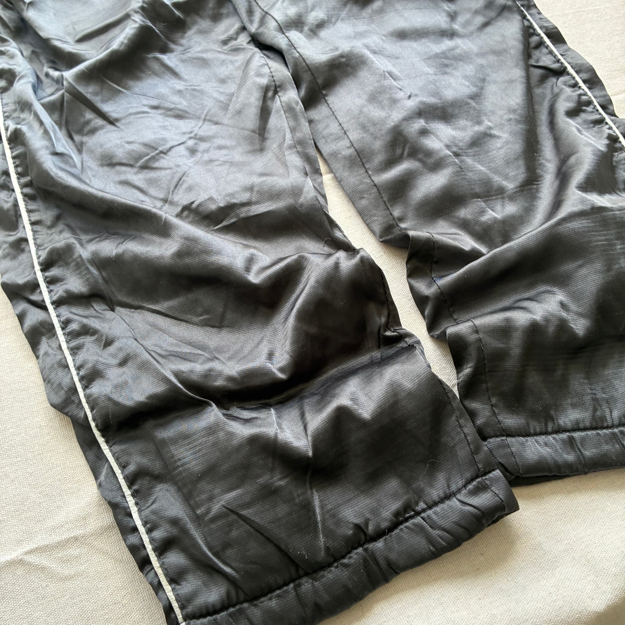 Vintage Adidas Shiny Nylon Track Pants Black Baggy 2000s Release — photo 2 of 7