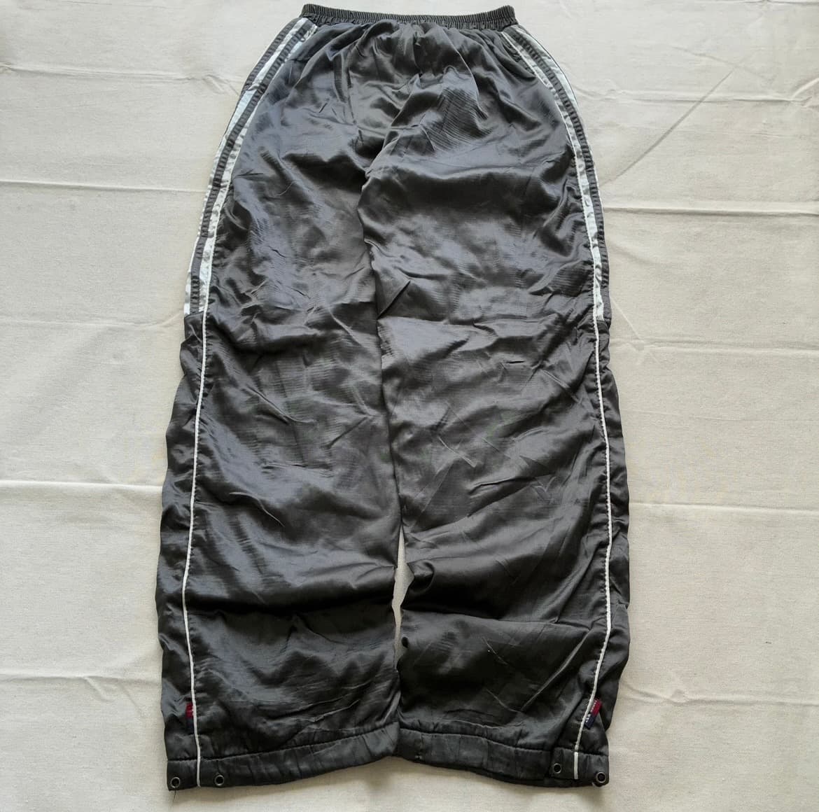 Vintage Adidas Shiny Nylon Track Pants Black Baggy 2000s Release — photo 5 of 7